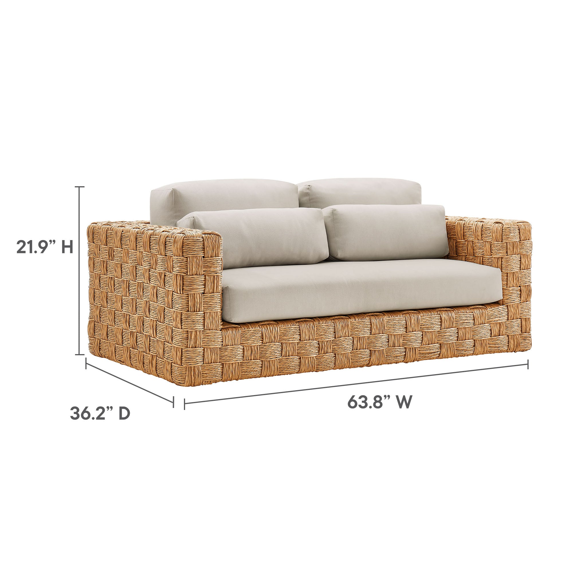 Thames 4-Piece Outdoor Patio Wicker Outdoor Patio Rattan Furniture Set, Natural Light Gray