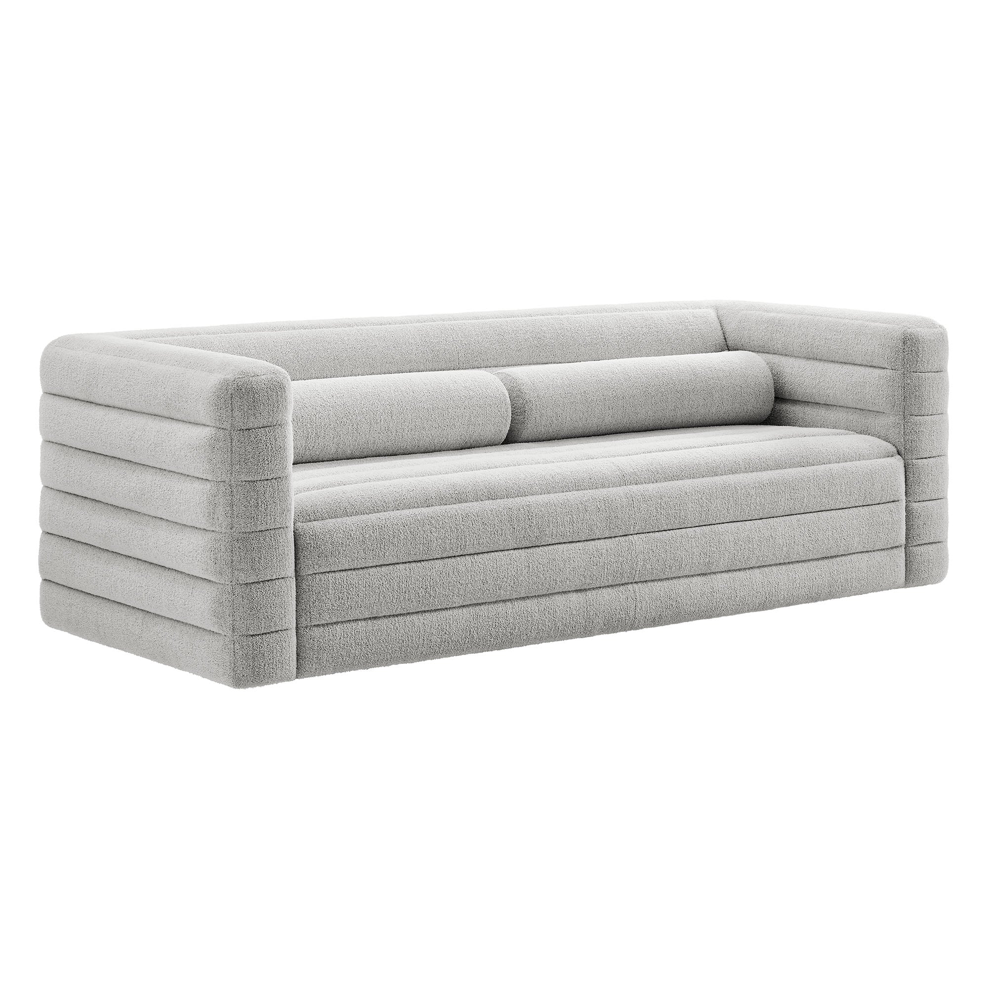 Relle Channel Tufted Boucle Upholstered Sofa, Newsprint