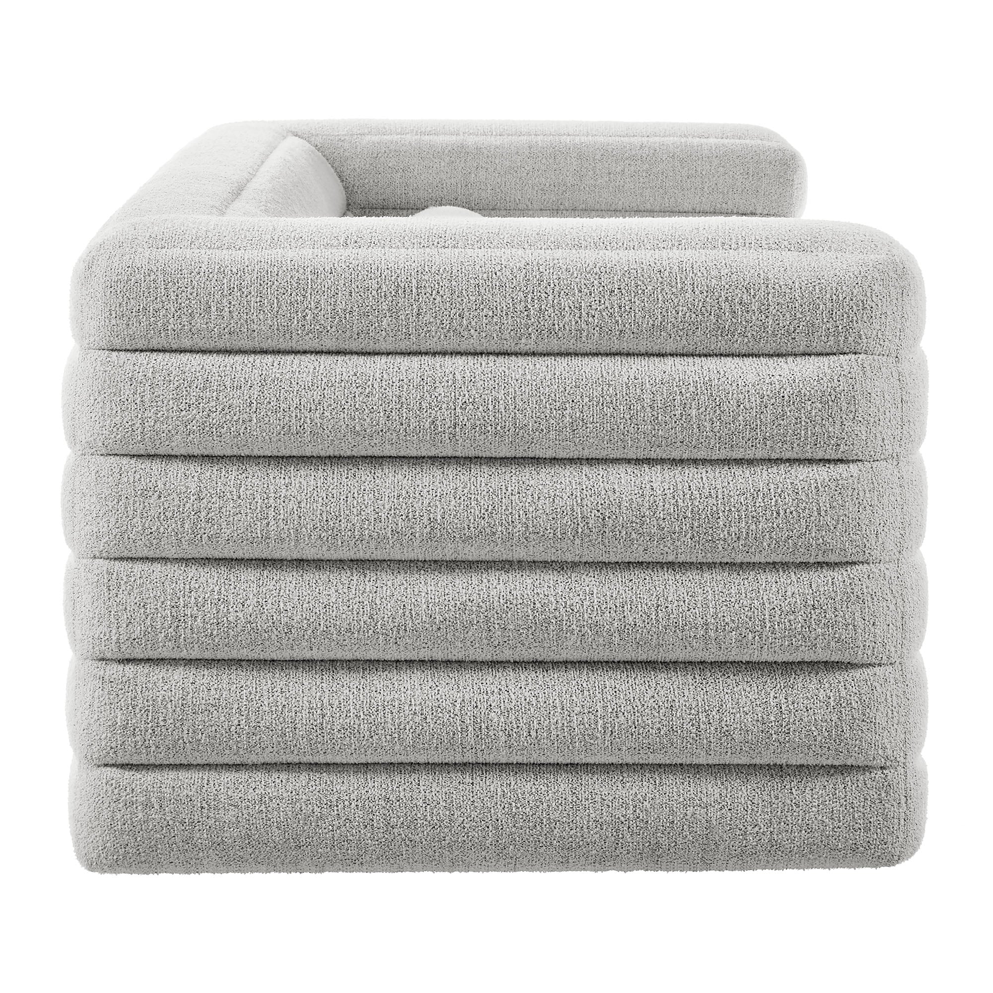 Relle Channel Tufted Boucle Upholstered Sofa, Newsprint