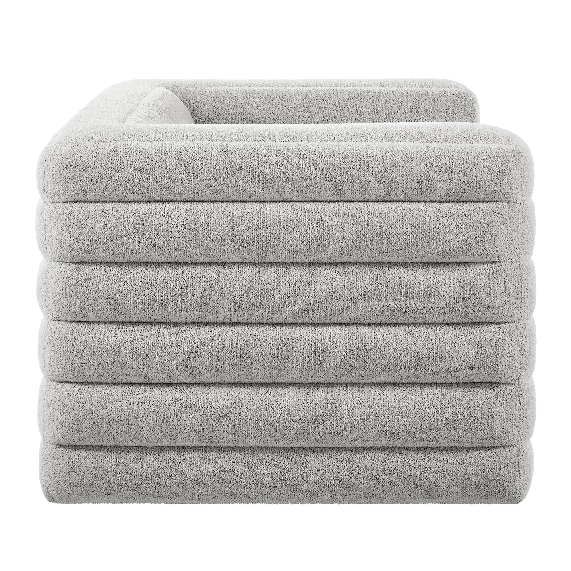 Relle Channel Tufted Boucle Upholstered Loveseat, Newsprint
