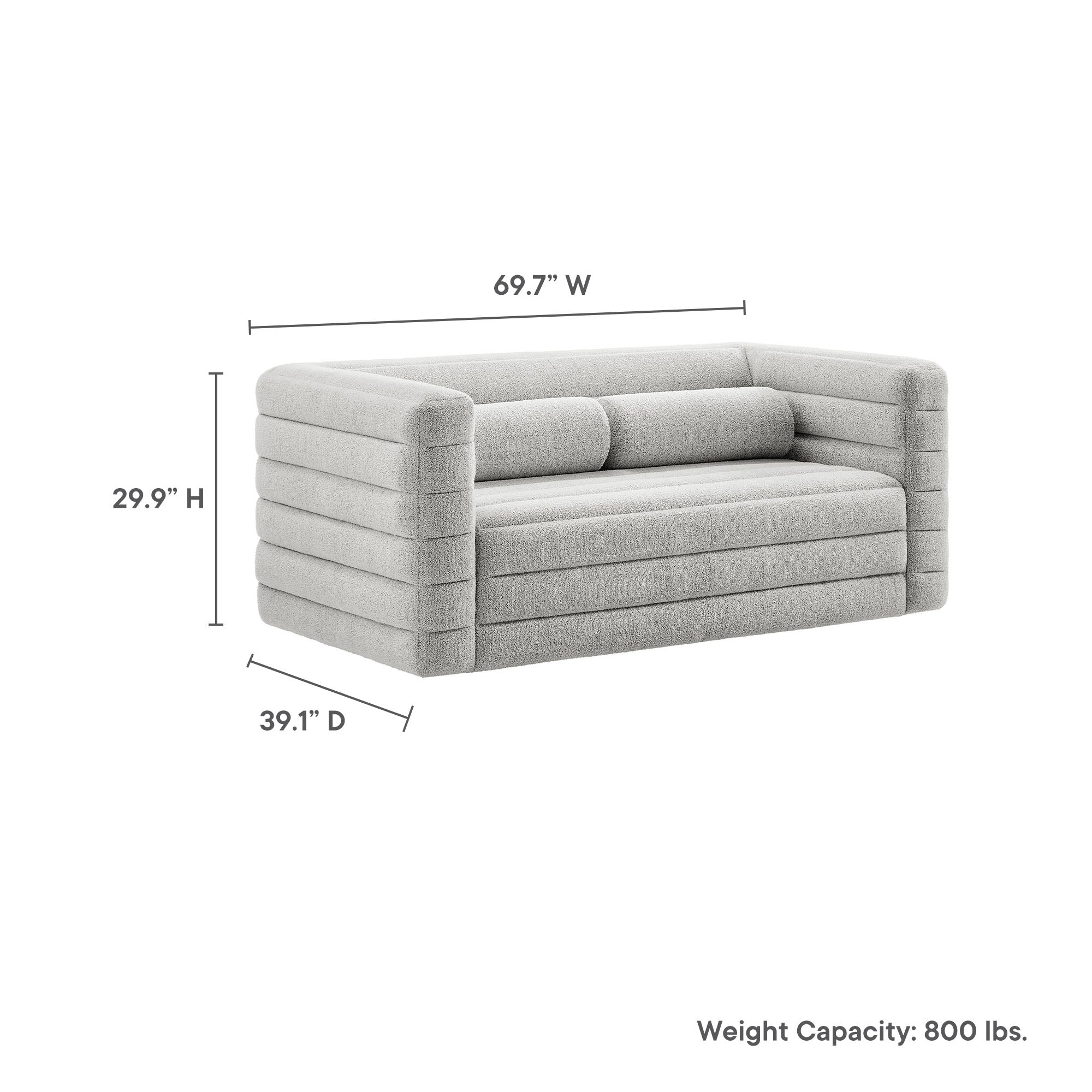 Relle Channel Tufted Boucle Upholstered Loveseat, Newsprint