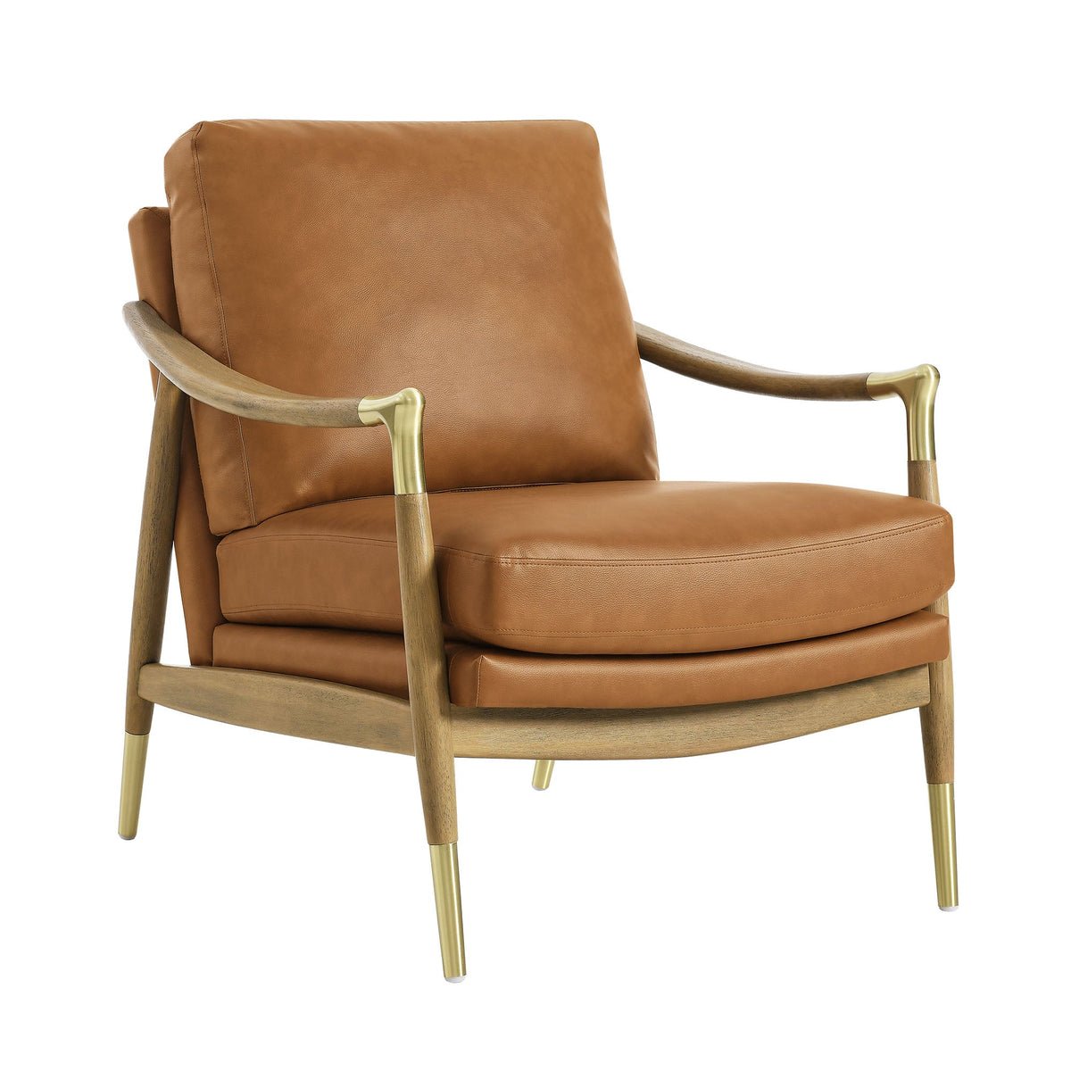 Langford Vegan Leather Accent Armchair, Tan Walnut