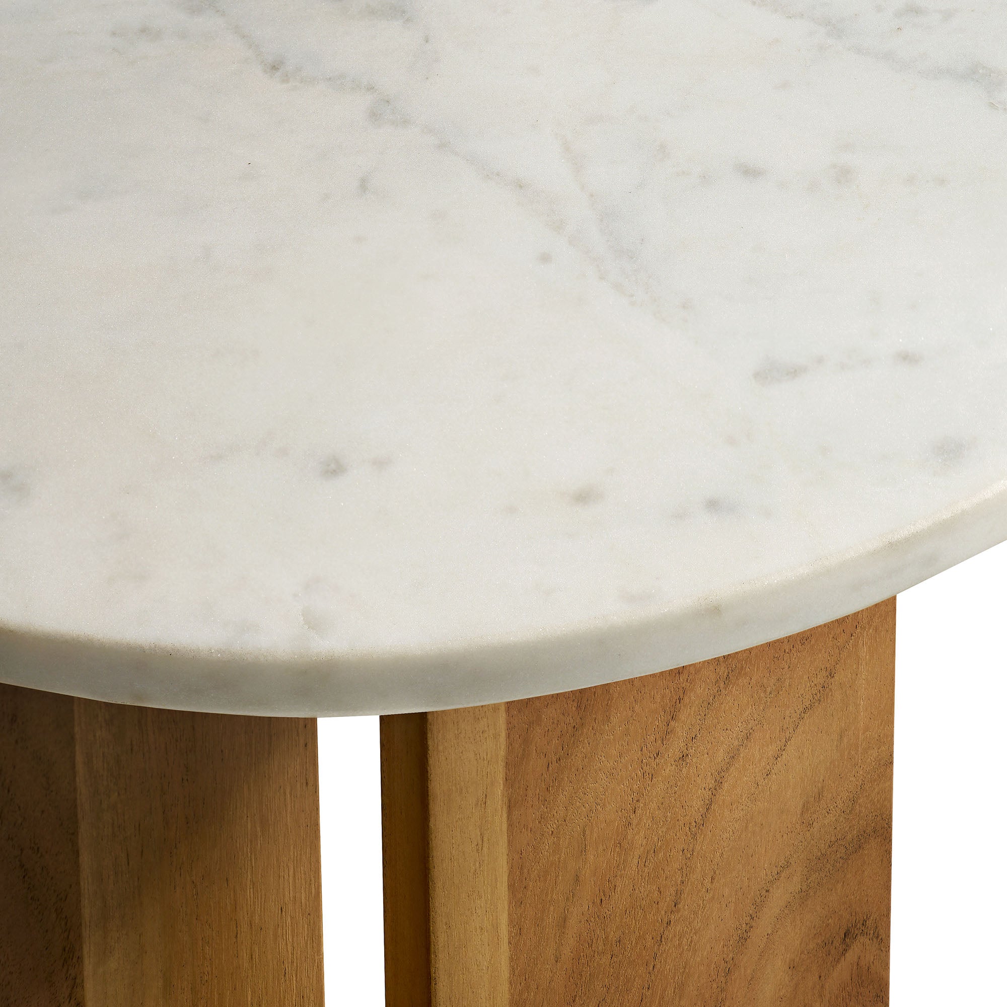 Tarin Acacia Wood and Marble Side Table, Natural