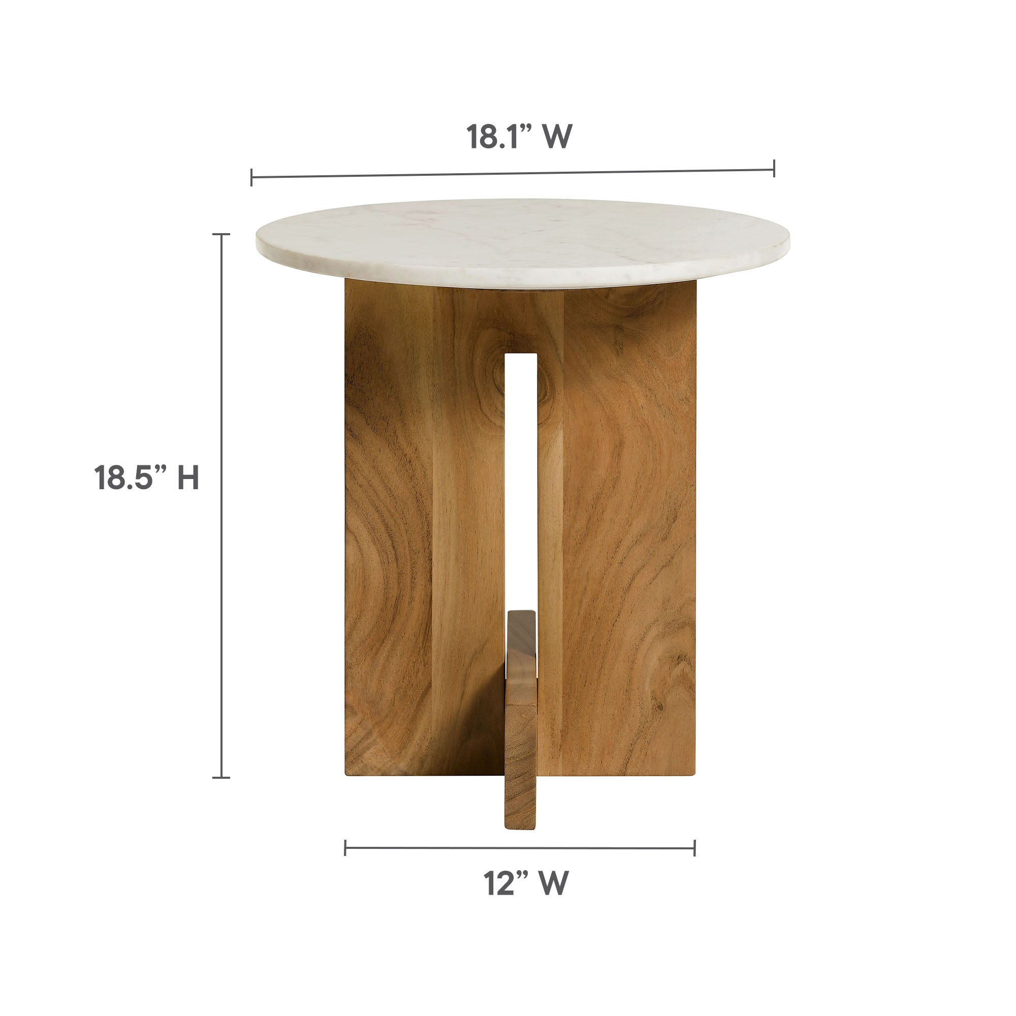 Tarin Acacia Wood and Marble Side Table, Natural