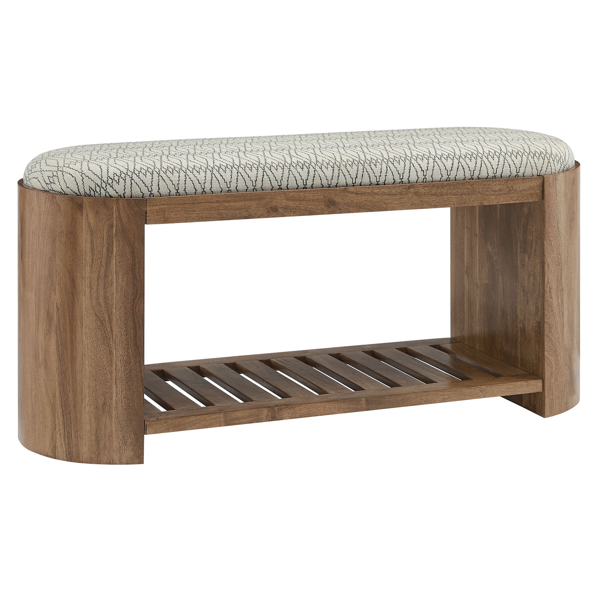 Ashby 45" Geometric Upholstered Bench, Natural Geometric