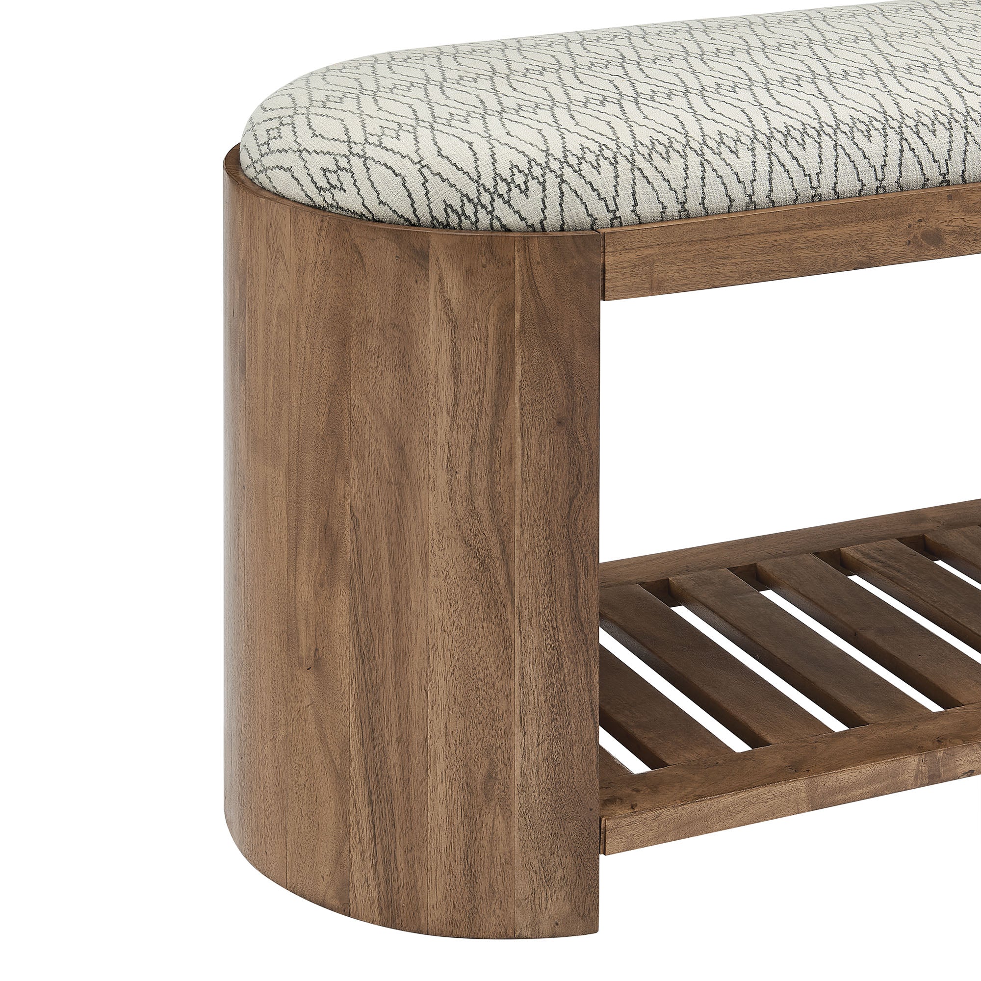 Ashby 45" Geometric Upholstered Bench, Natural Geometric