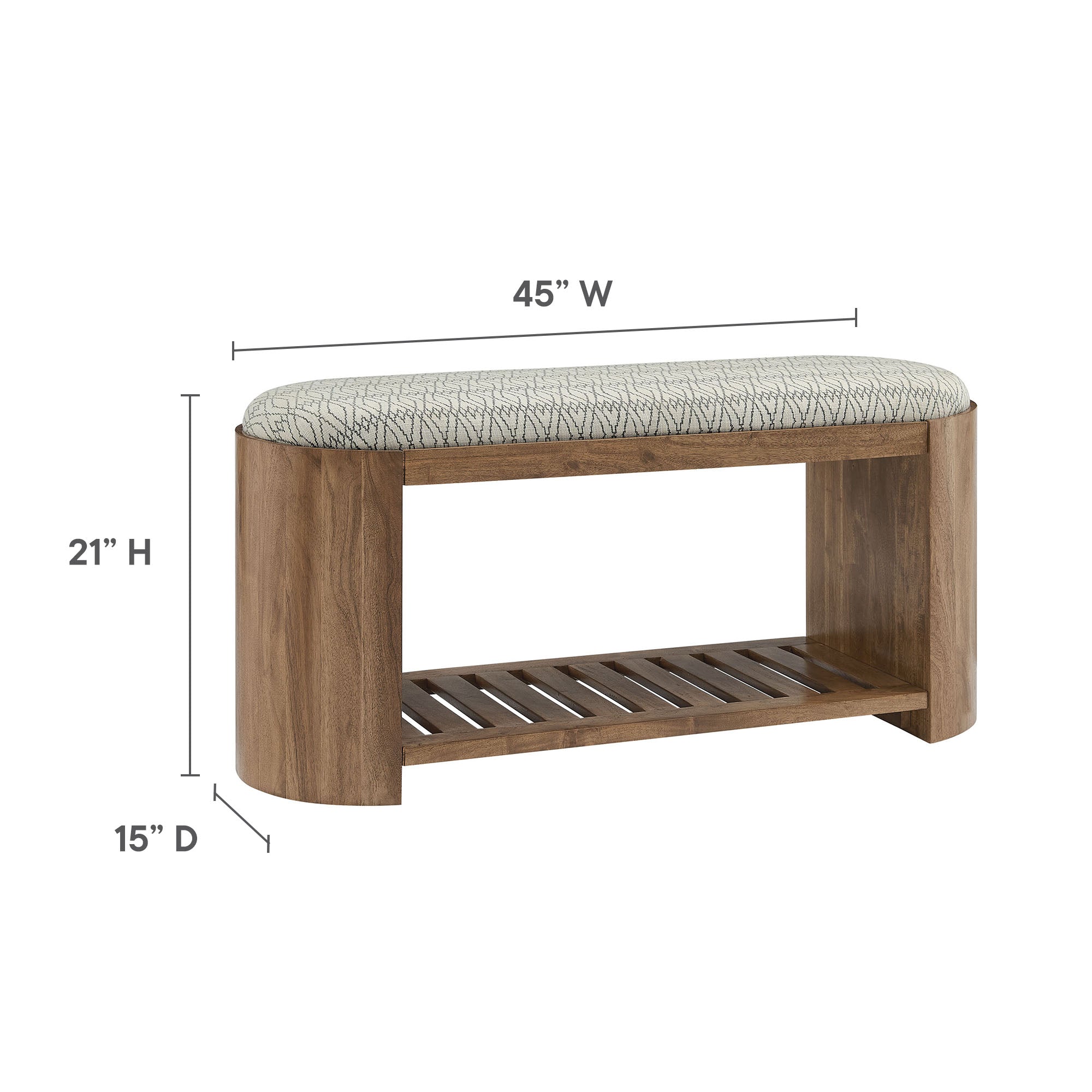 Ashby 45" Geometric Upholstered Bench, Natural Geometric