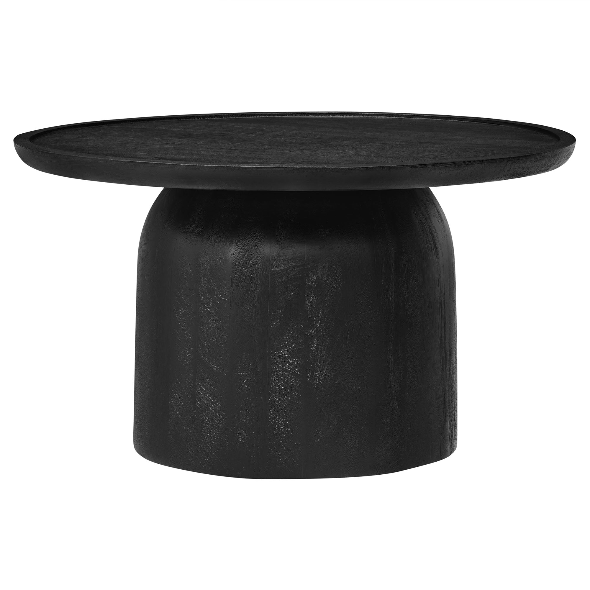 Holloway 30" Round Wood Coffee Table, Black