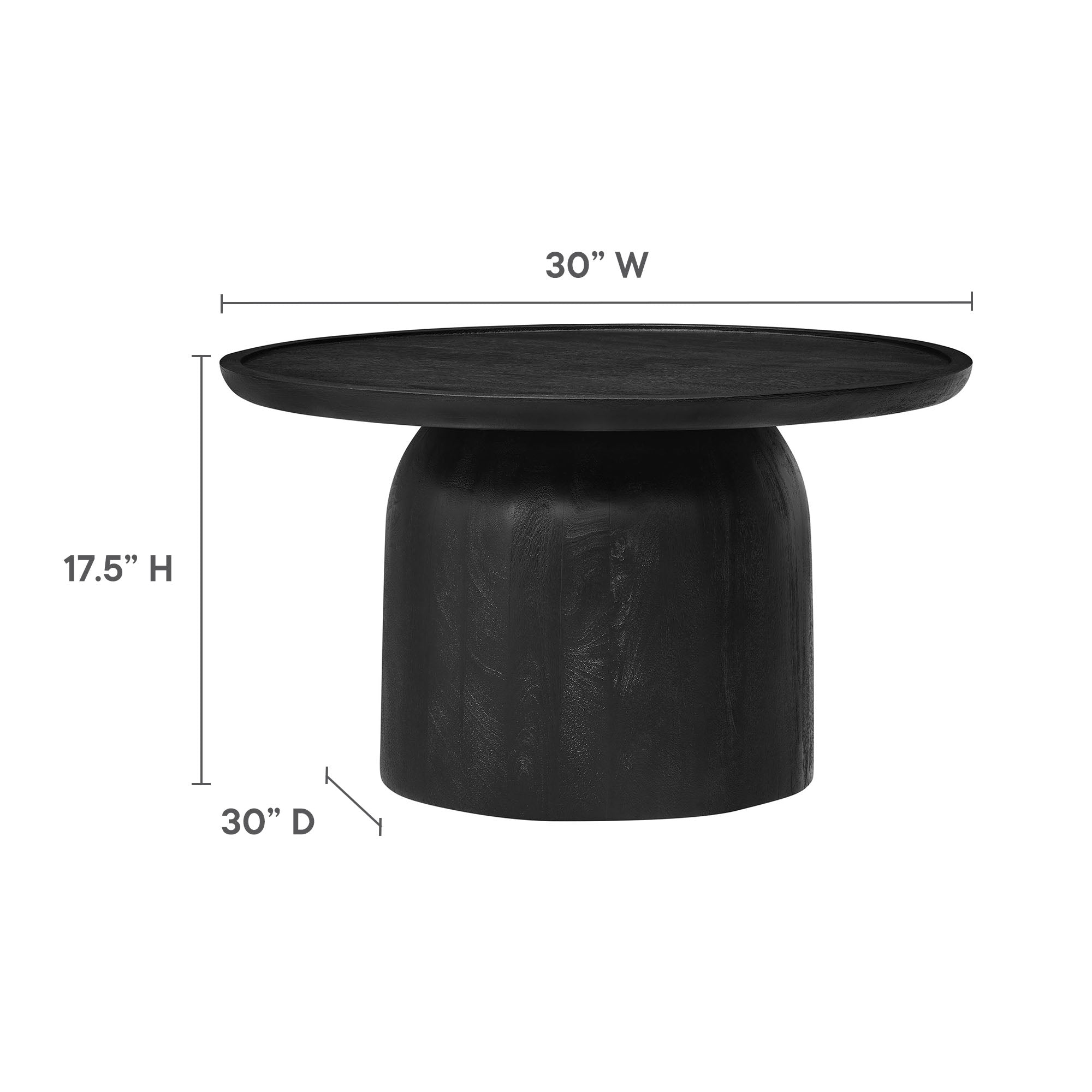 Holloway 30" Round Wood Coffee Table, Black