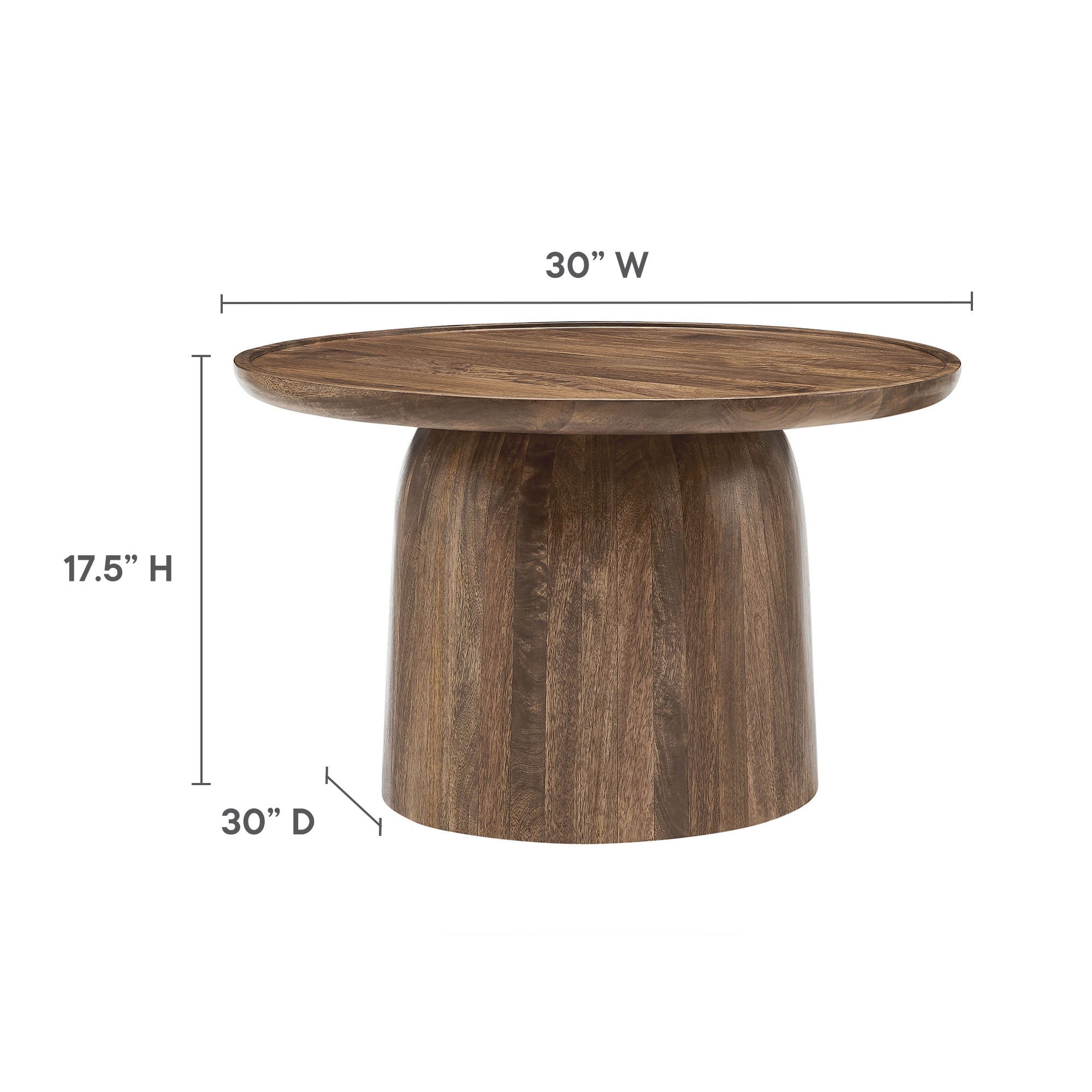 Holloway 30" Round Wood Coffee Table, Walnut