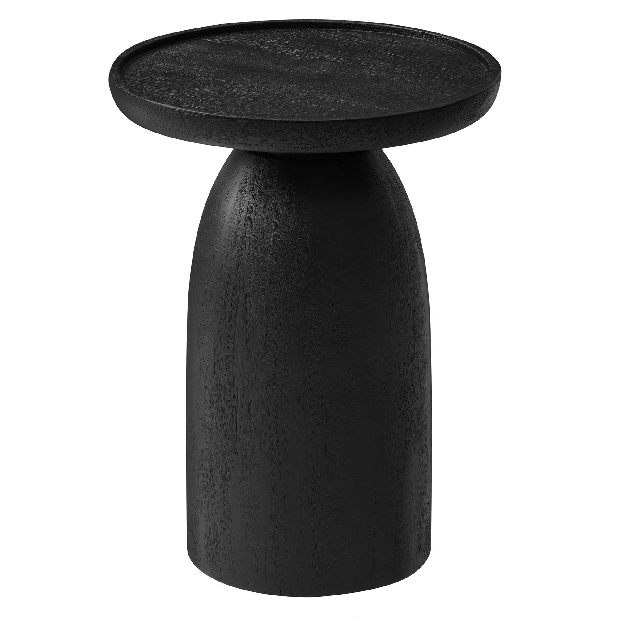 Holloway Round Wood Side Table, Black