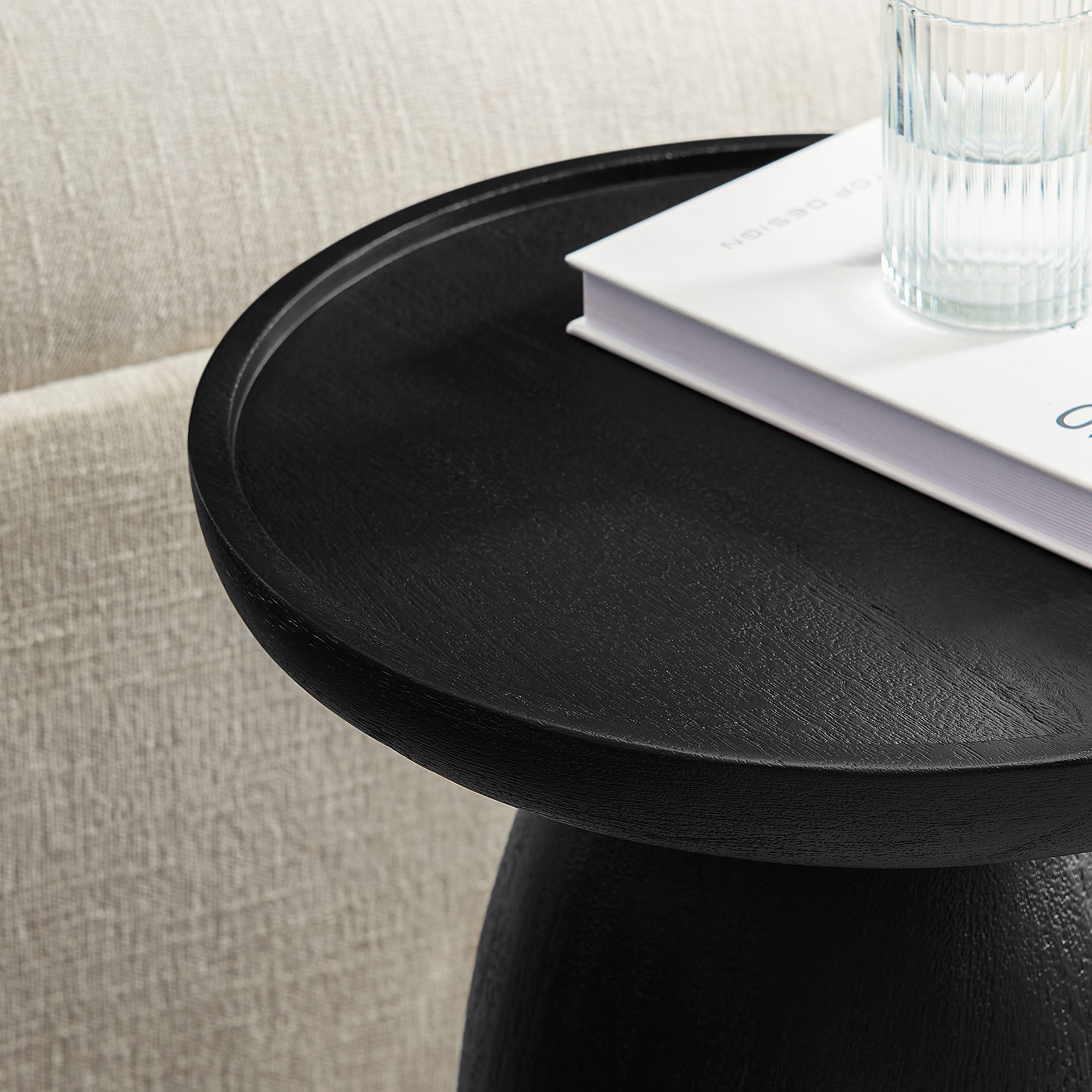 Holloway Round Wood Side Table, Black