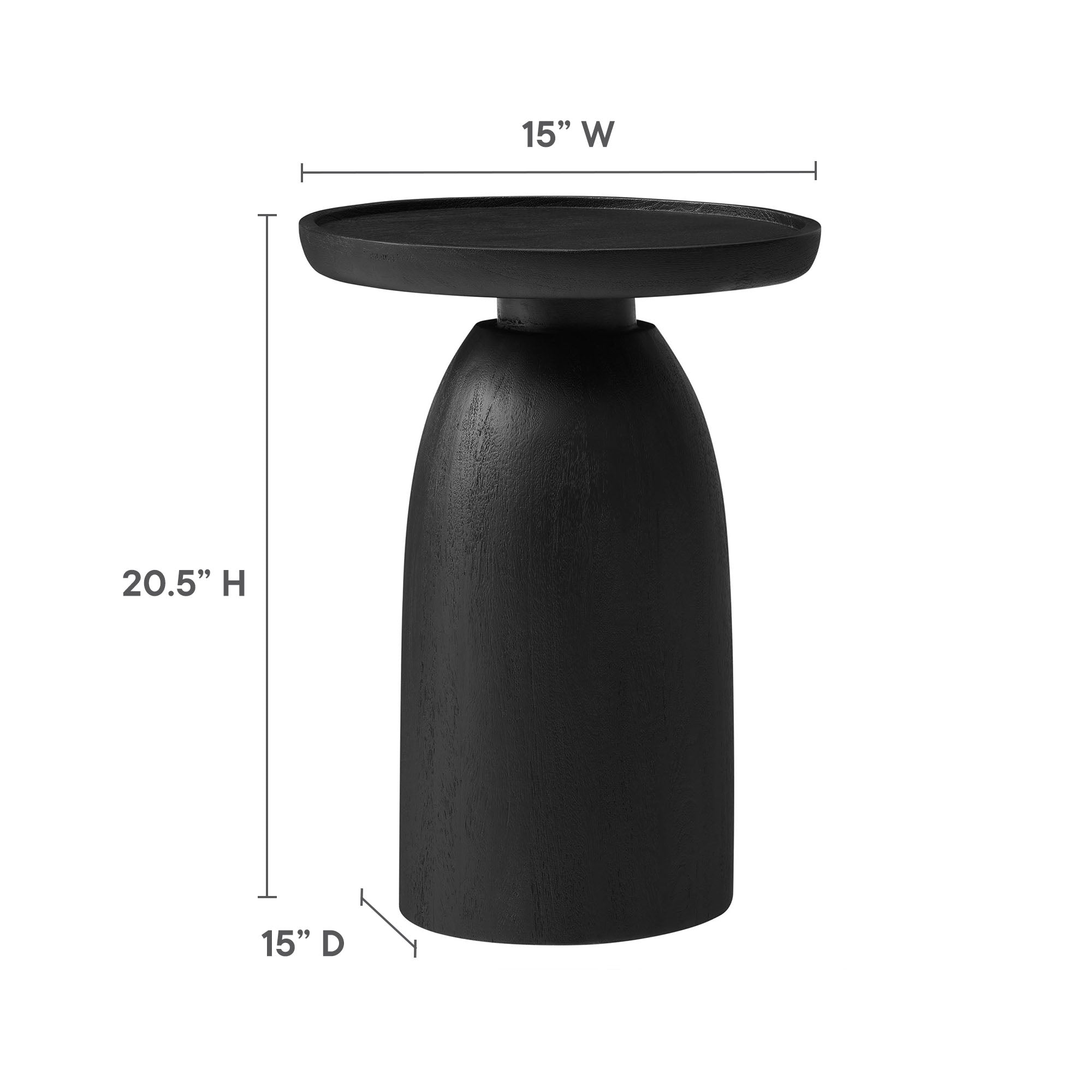 Holloway Round Wood Side Table, Black