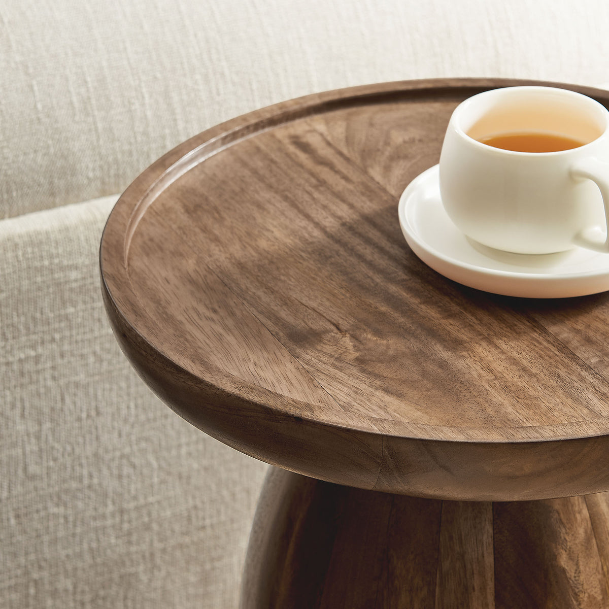 Holloway Round Wood Side Table, Walnut