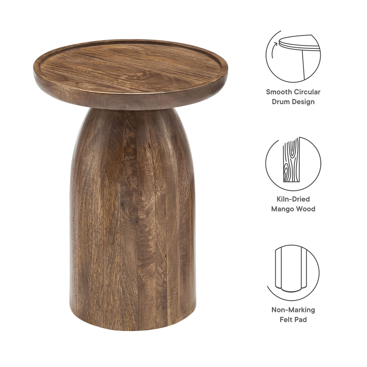 Holloway Round Wood Side Table, Walnut