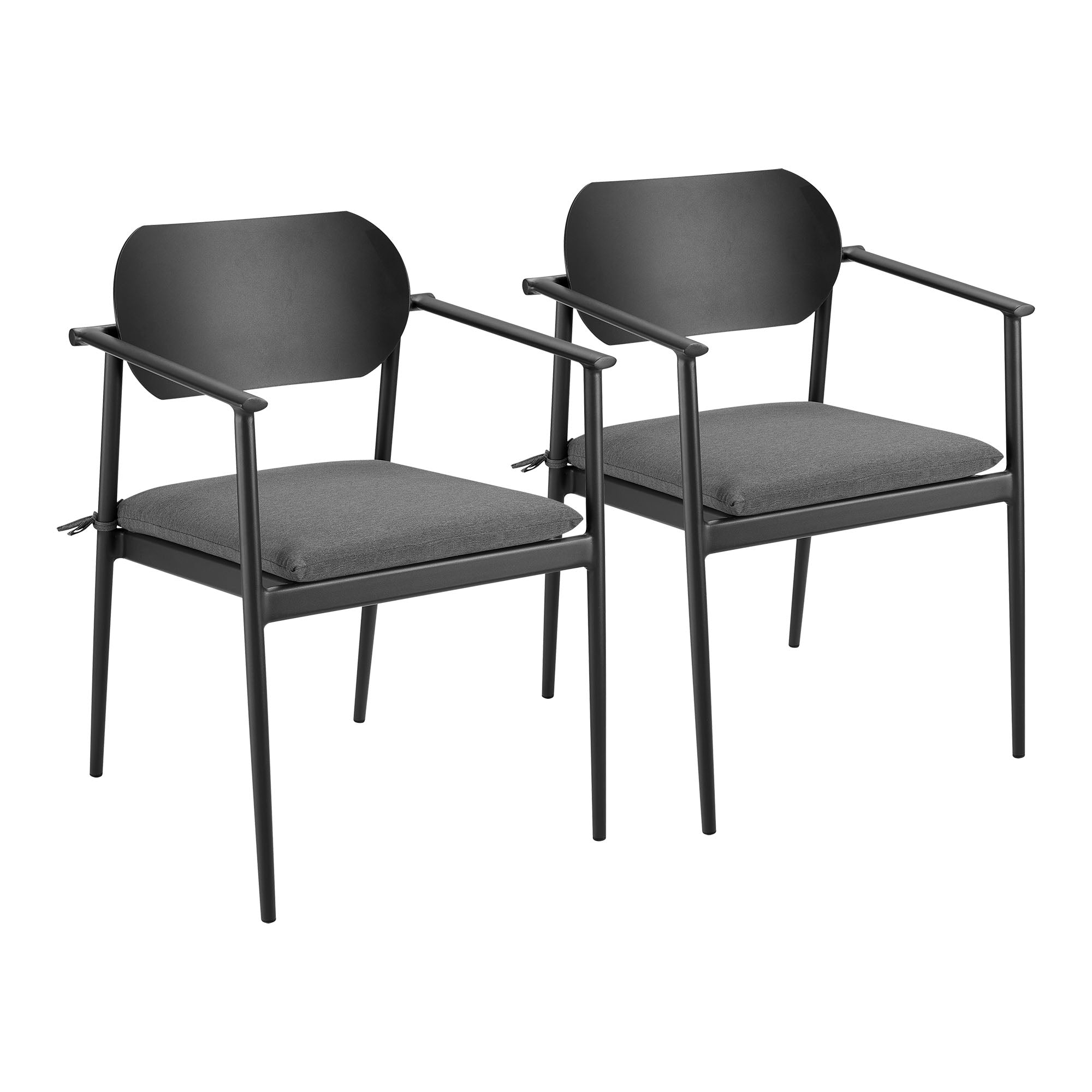 Aeris Stackable Outdoor Patio Aluminum Dining Armchair Set of 2, Charcoal