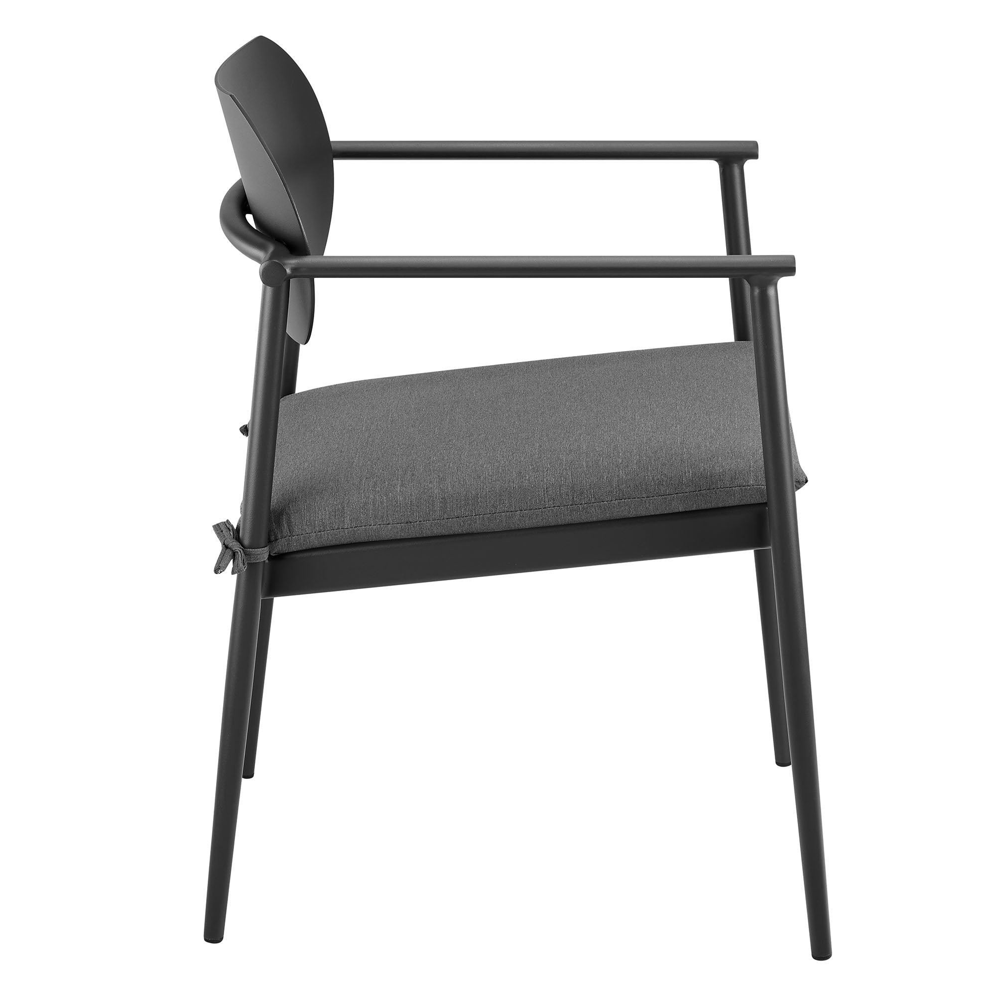 Aeris Stackable Outdoor Patio Aluminum Dining Armchair Set of 2, Charcoal