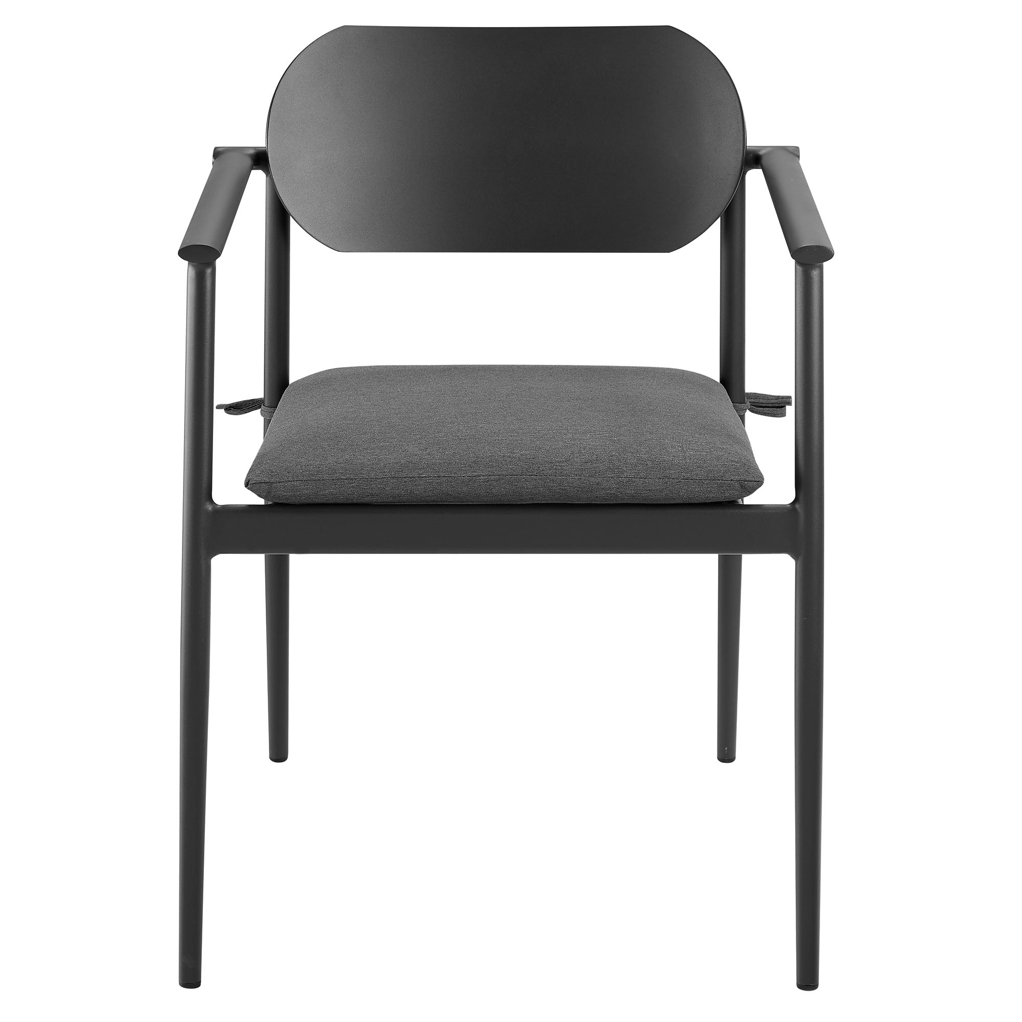 Aeris Stackable Outdoor Patio Aluminum Dining Armchair Set of 2, Charcoal