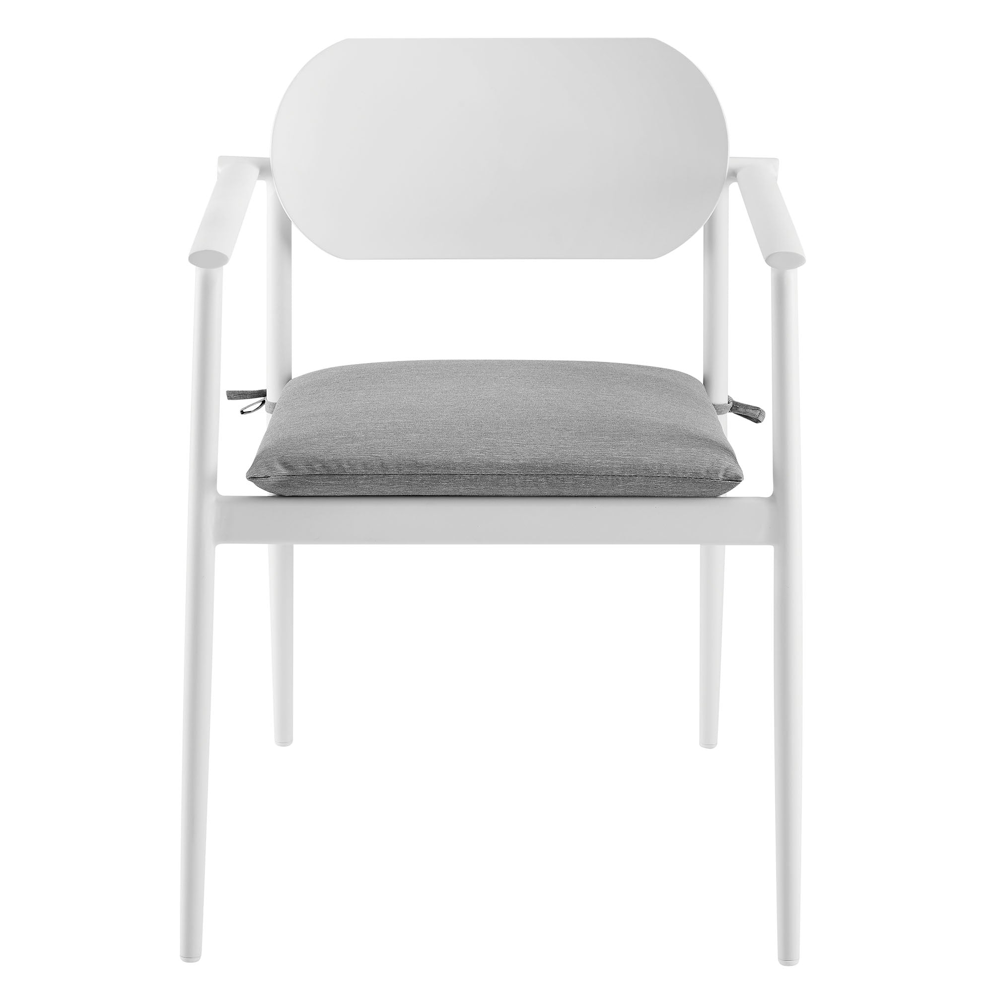 Aeris Stackable Outdoor Patio Aluminum Dining Armchair Set of 2, White