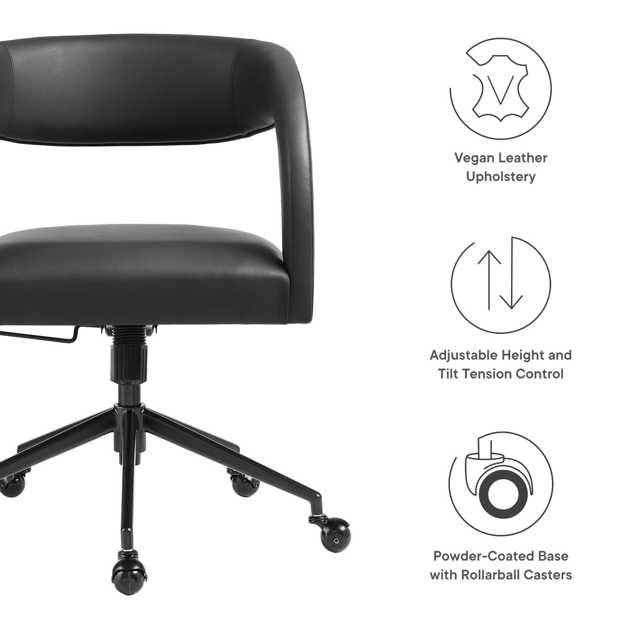 Pinnacle Vegan Leather Office Chair, Black