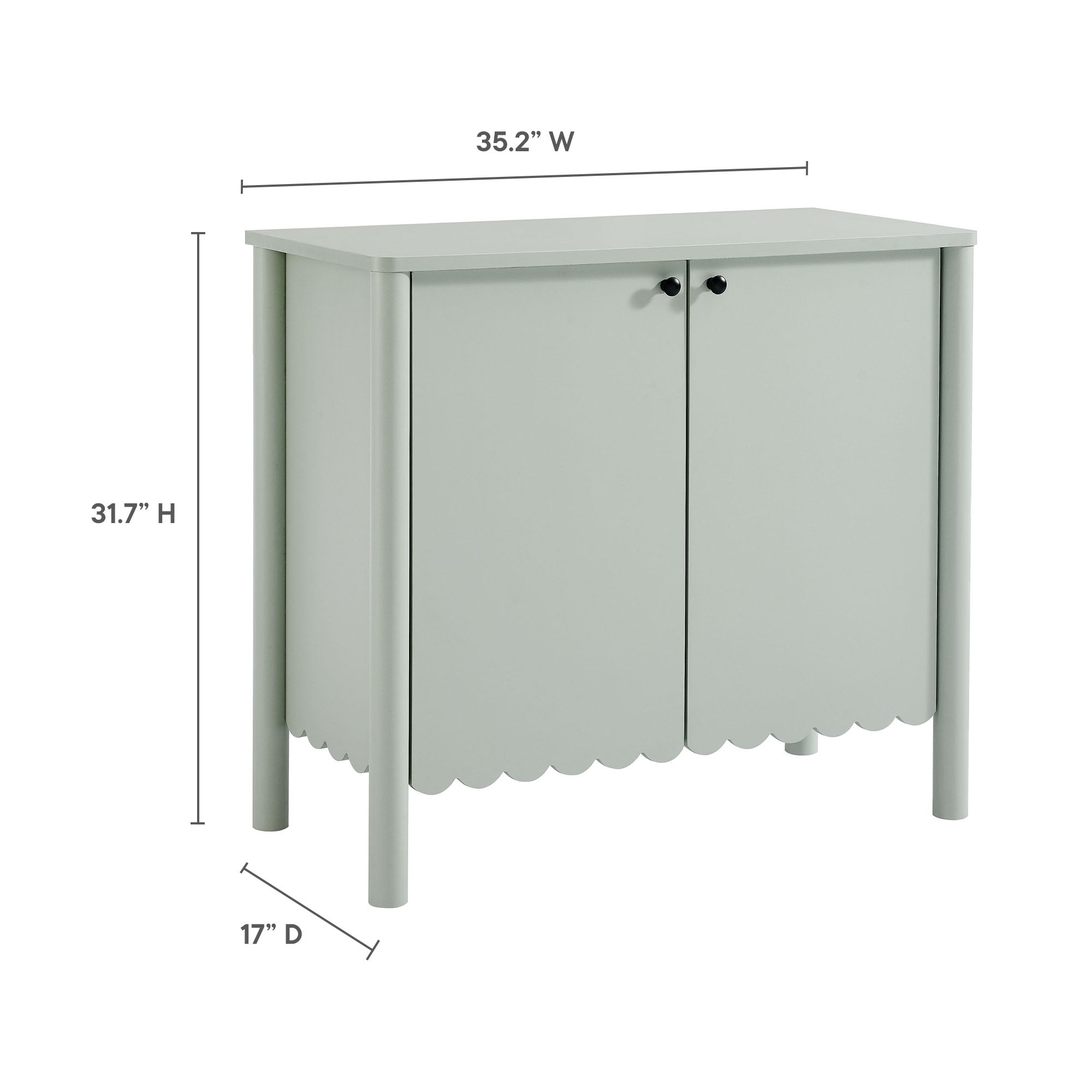 Emmeline 35" 2-Door Scalloped Sideboard Cabinet, Sage