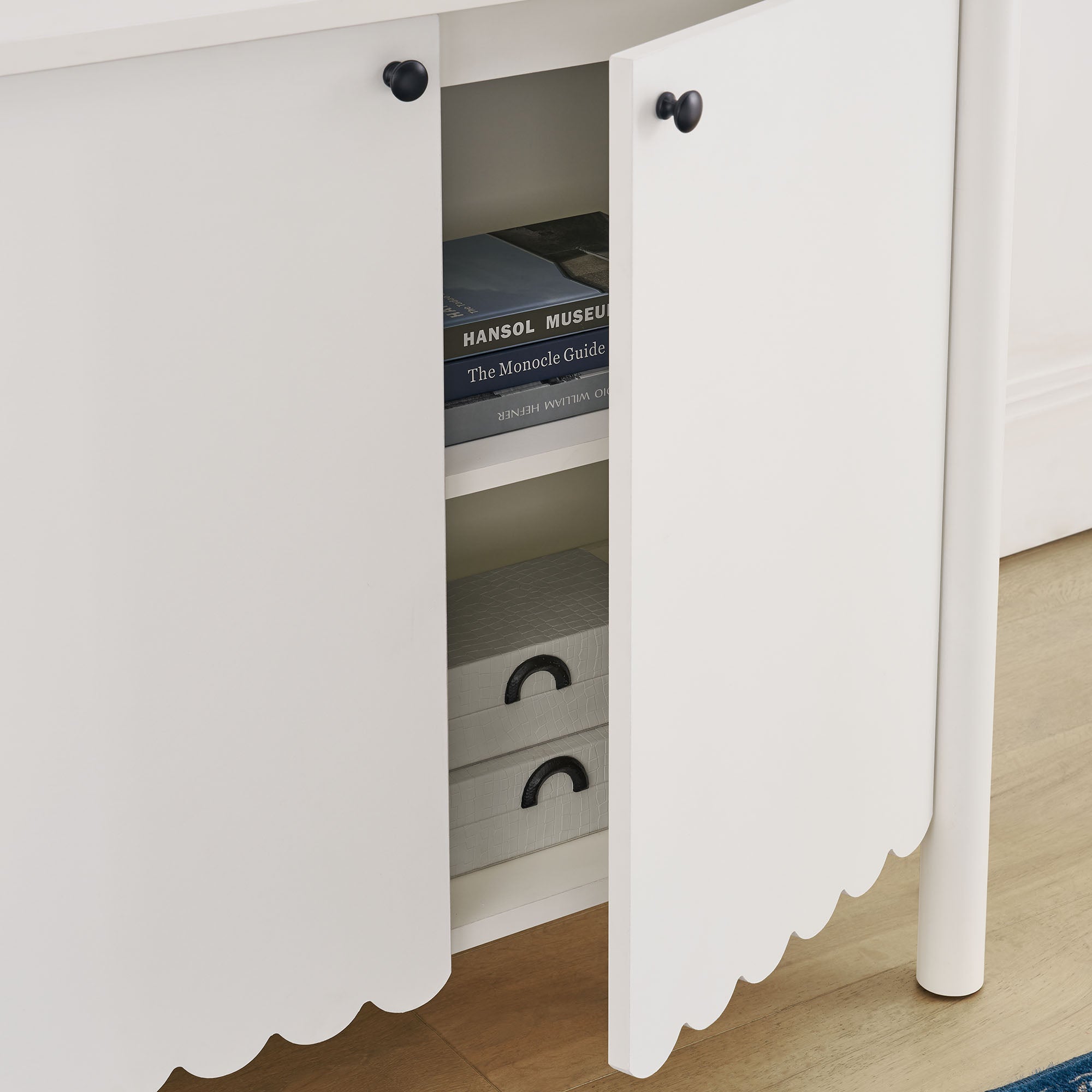 Emmeline 35" 2-Door Scalloped Sideboard Cabinet, White