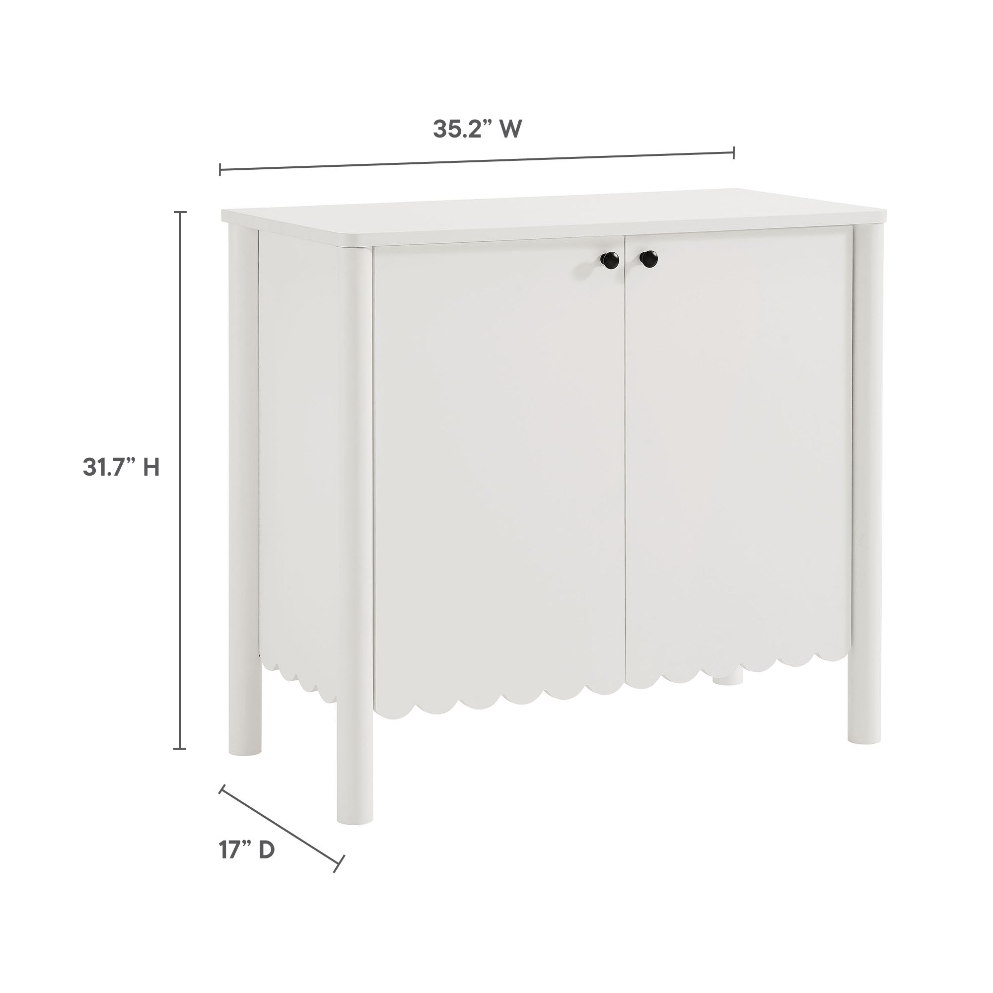 Emmeline 35" 2-Door Scalloped Sideboard Cabinet, White
