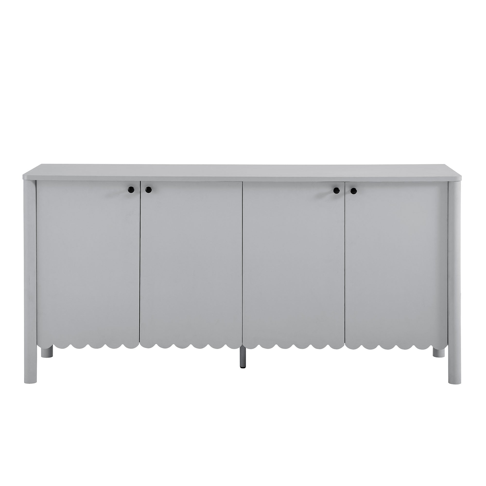 Emmeline 66" 4-Door Scalloped Sideboard Cabinet, Light Gray