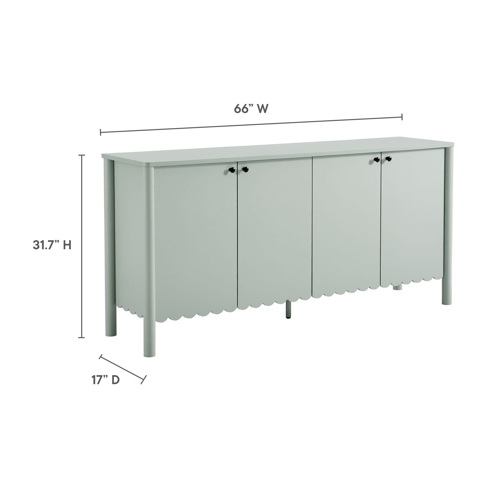 Emmeline 66" 4-Door Scalloped Sideboard Cabinet, Sage