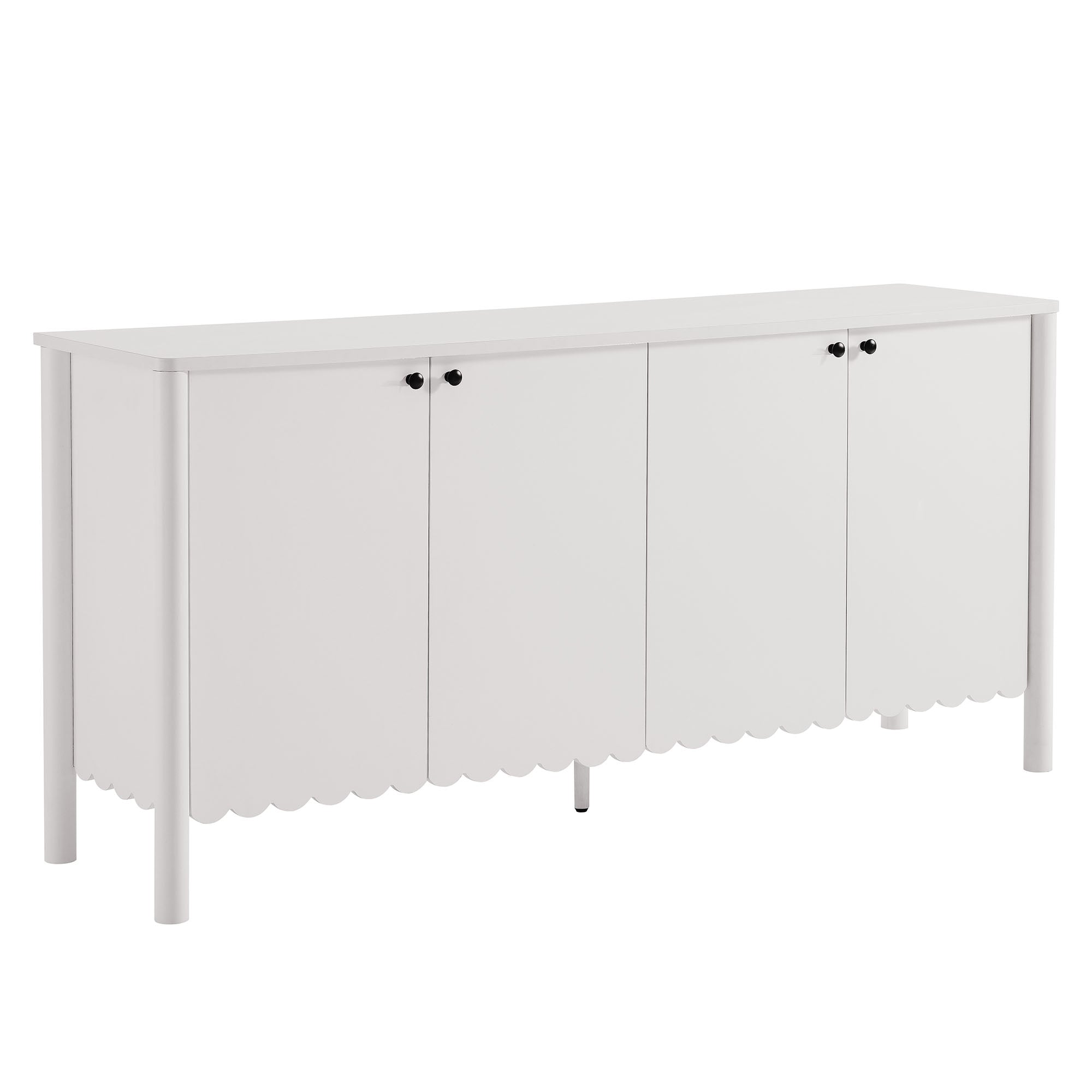Emmeline 66" 4-Door Scalloped Sideboard Cabinet, White