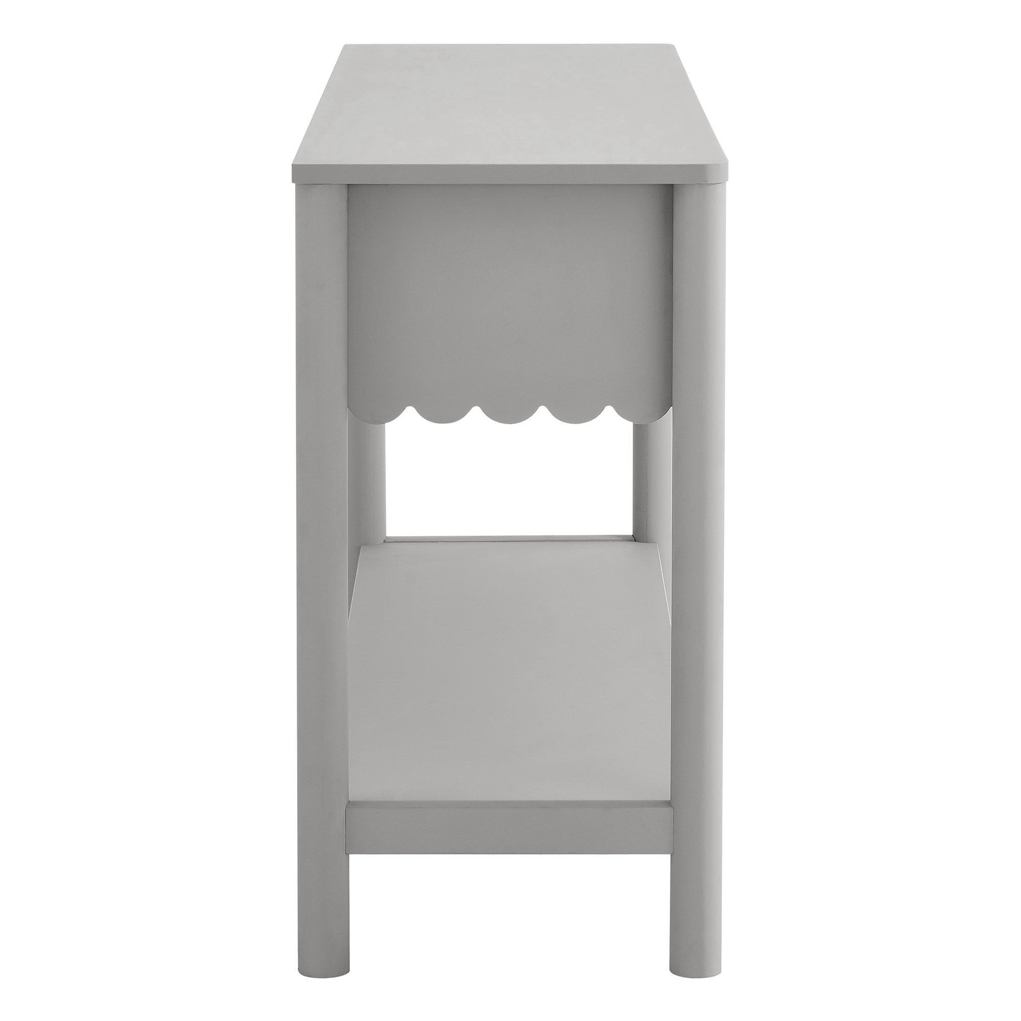 Emmeline 3-Drawer Scalloped Console Table, Light Gray