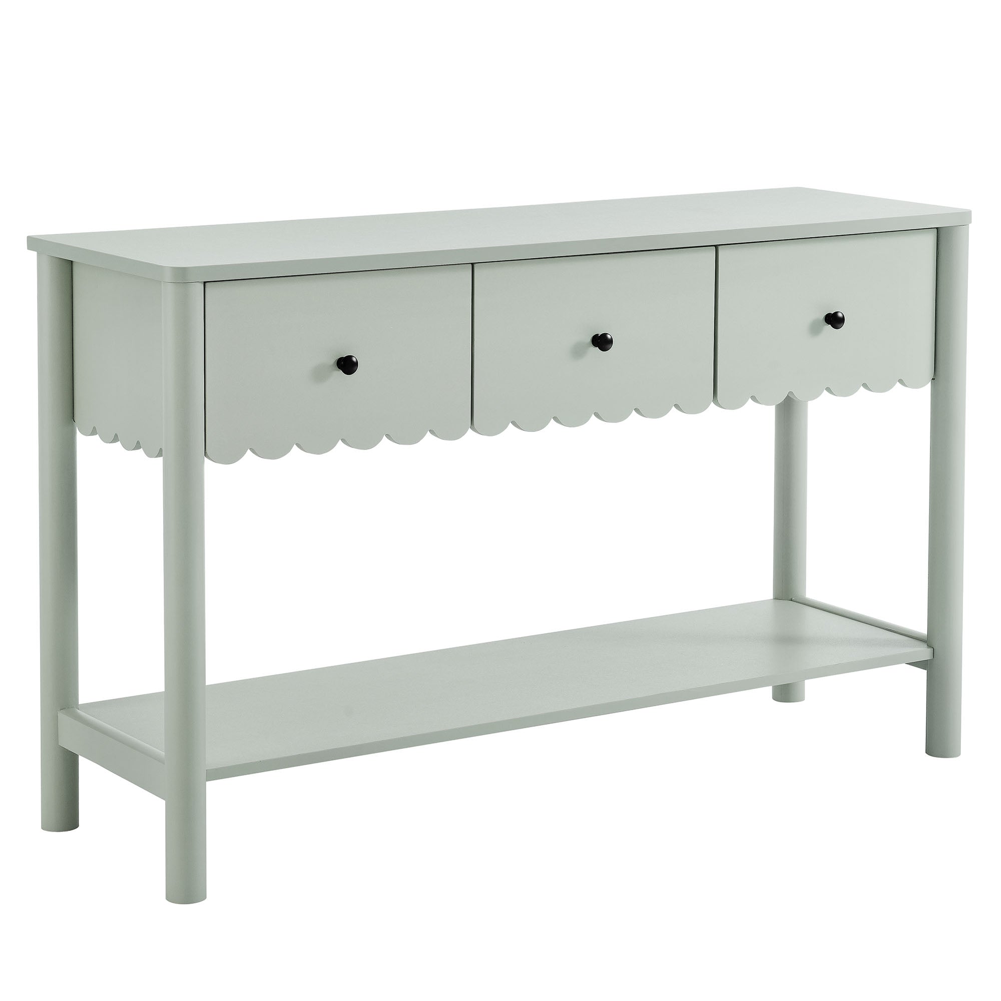 Emmeline 3-Drawer Scalloped Console Table, Sage