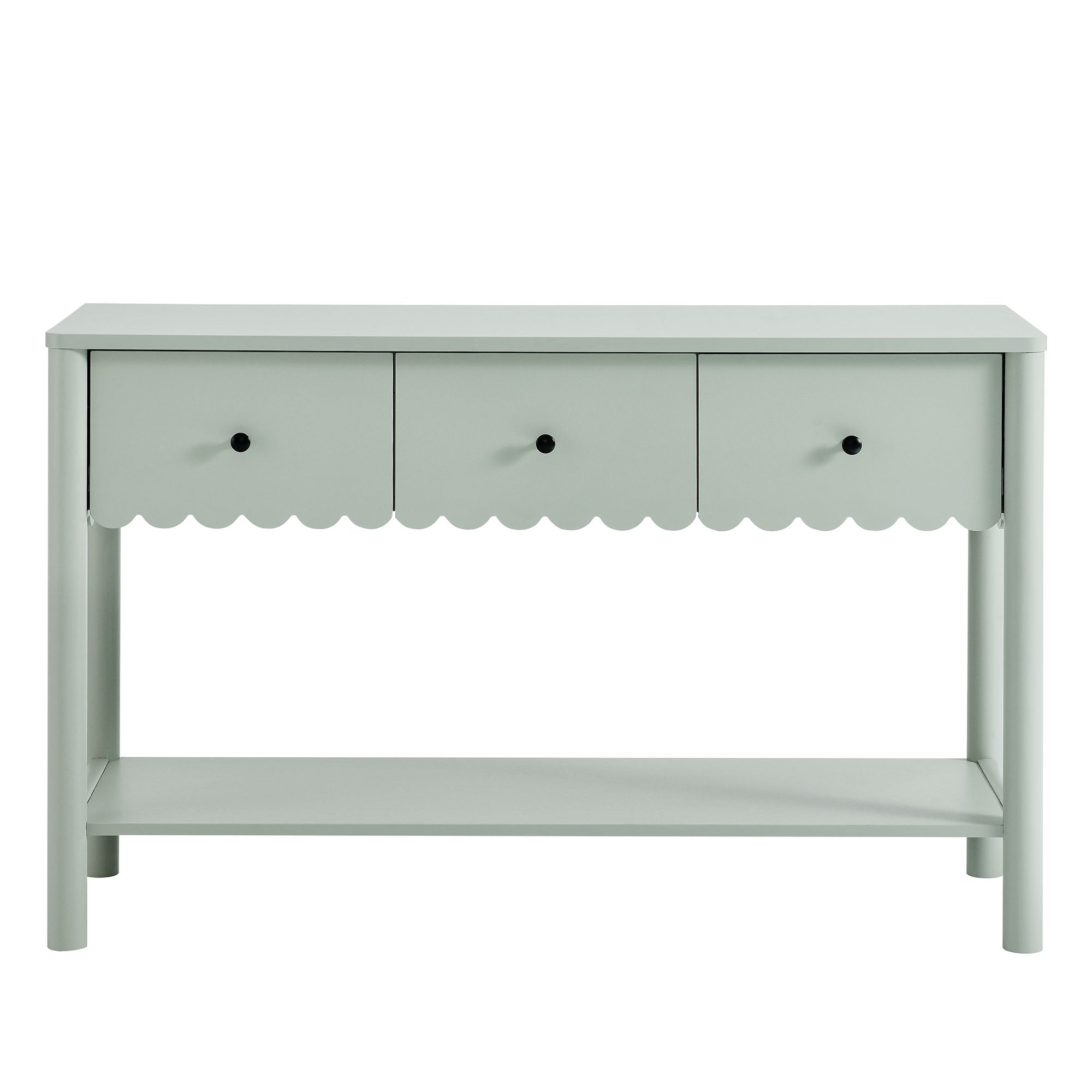 Emmeline 3-Drawer Scalloped Console Table, Sage