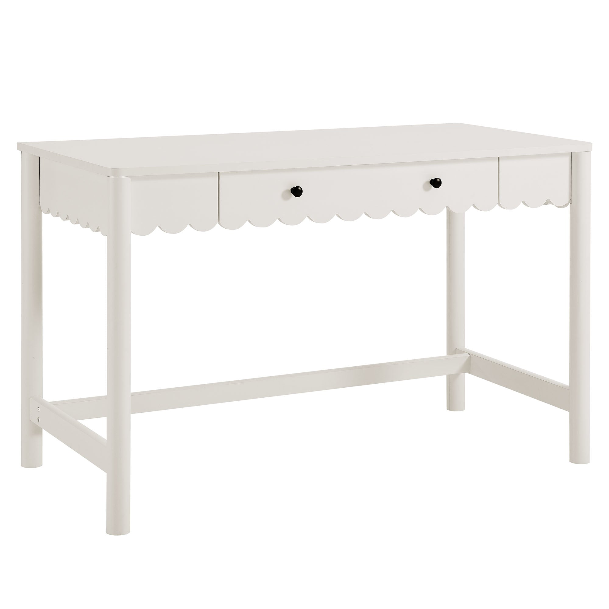 Emmeline 1-Drawer Scallop Writing Desk, White
