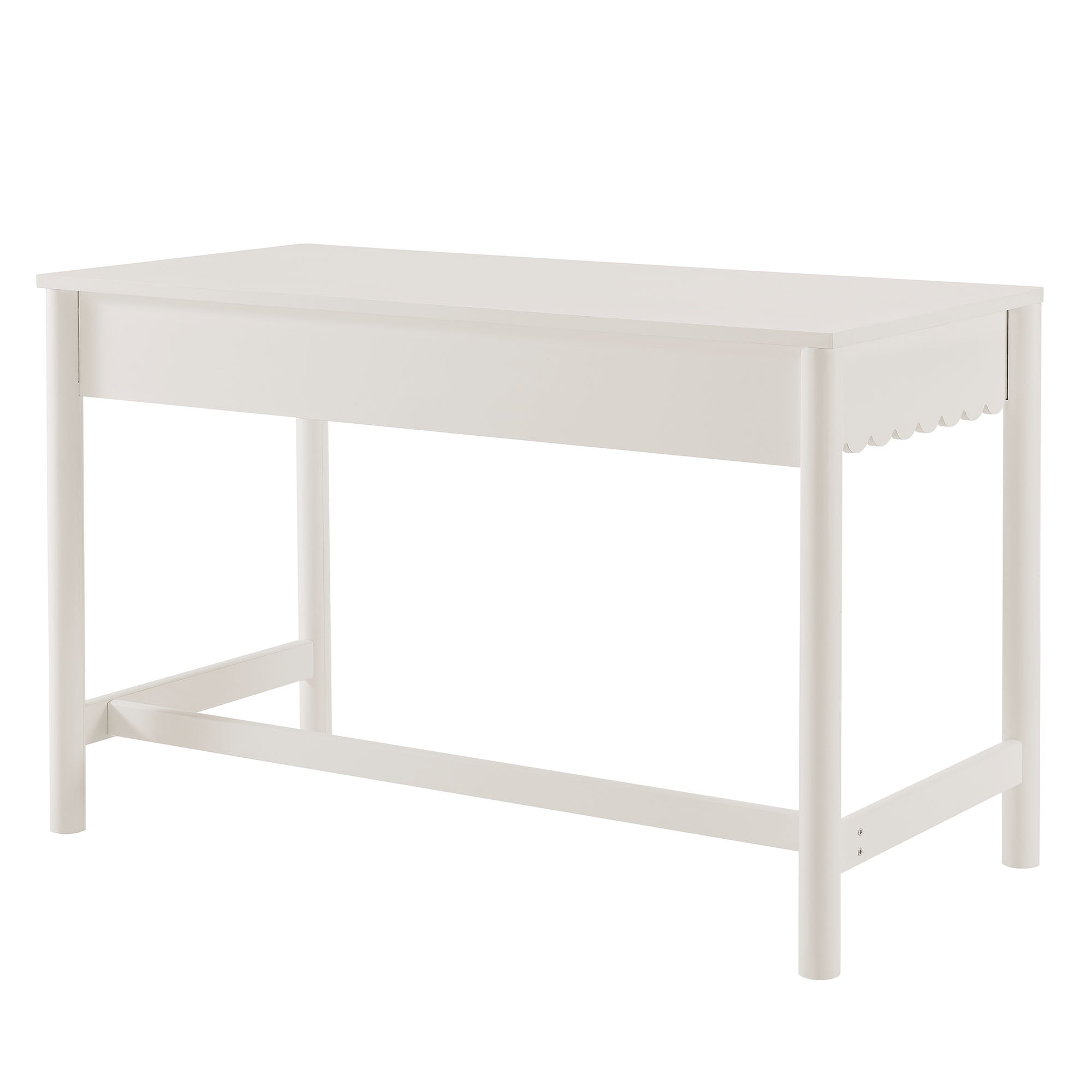 Emmeline 1-Drawer Scallop Writing Desk, White