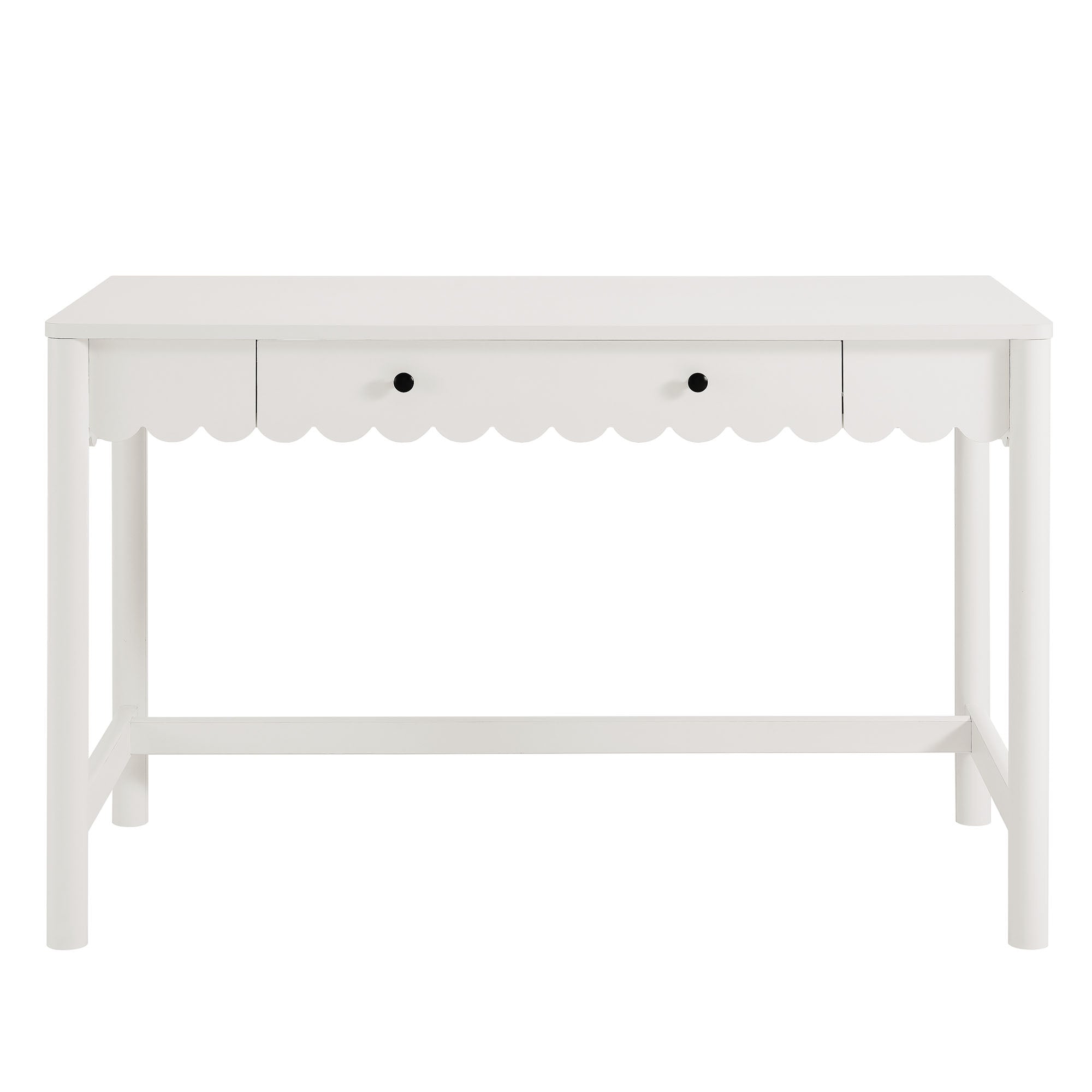 Emmeline 1-Drawer Scallop Writing Desk, White