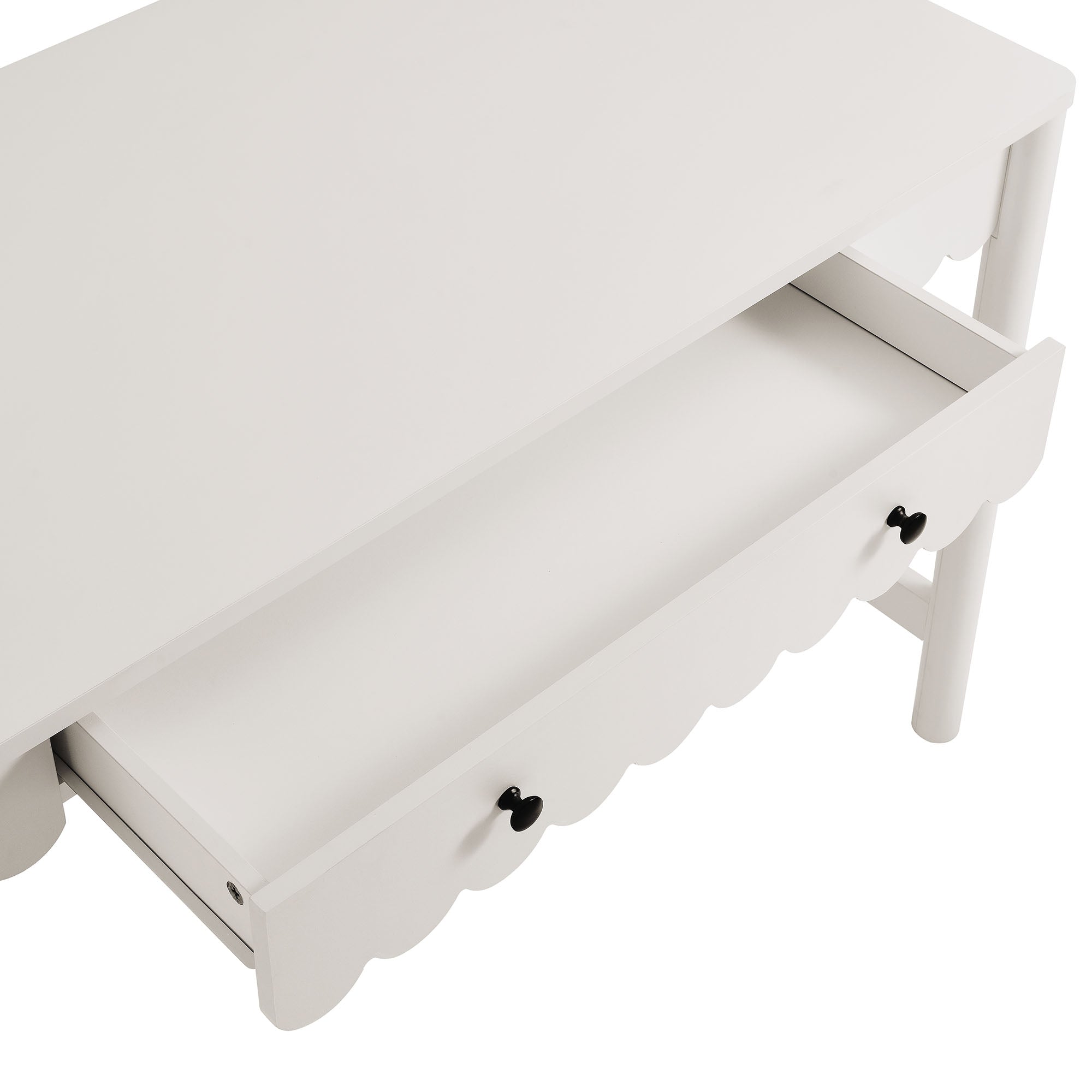 Emmeline 1-Drawer Scallop Writing Desk, White