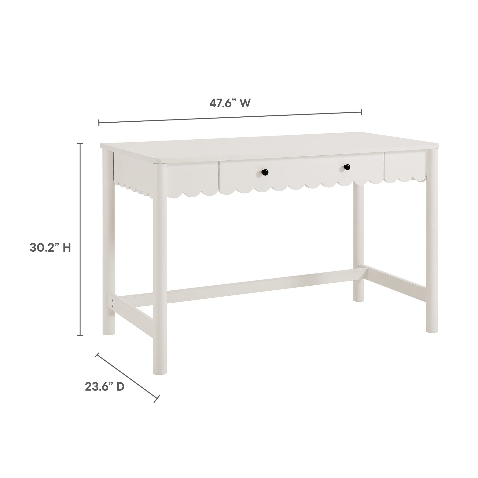 Emmeline 1-Drawer Scallop Writing Desk, White