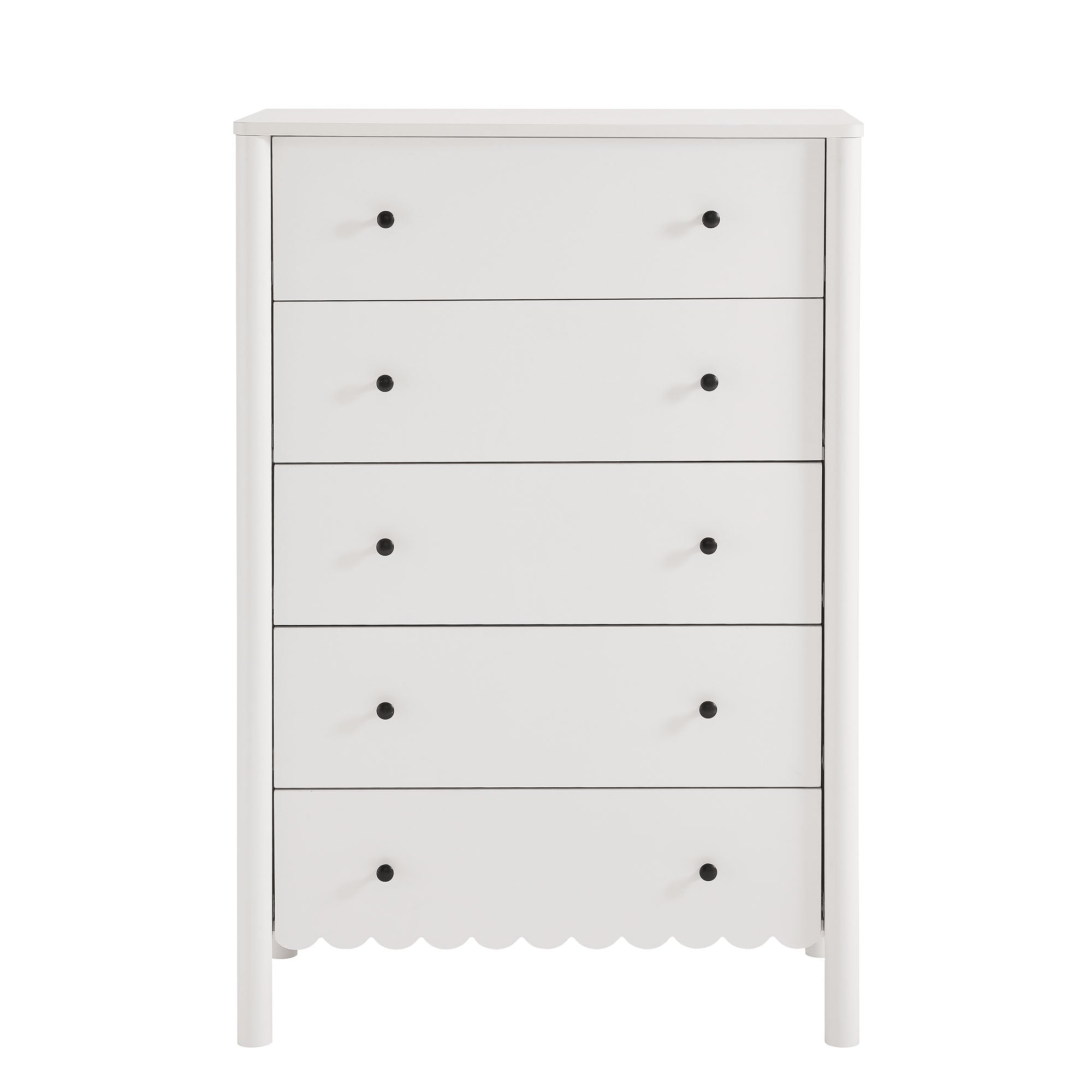 Emmeline Scalloped 5-Drawer Chest, White