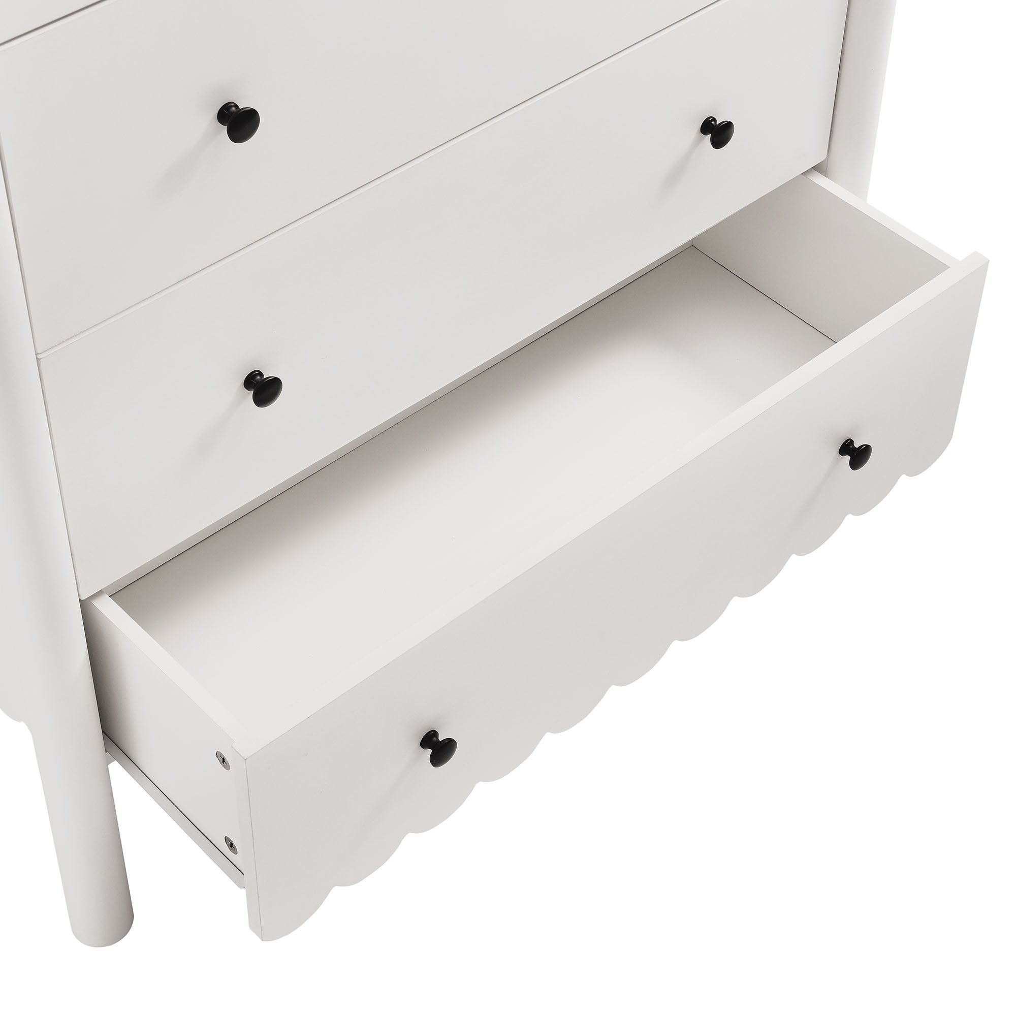 Emmeline Scalloped 5-Drawer Chest, White