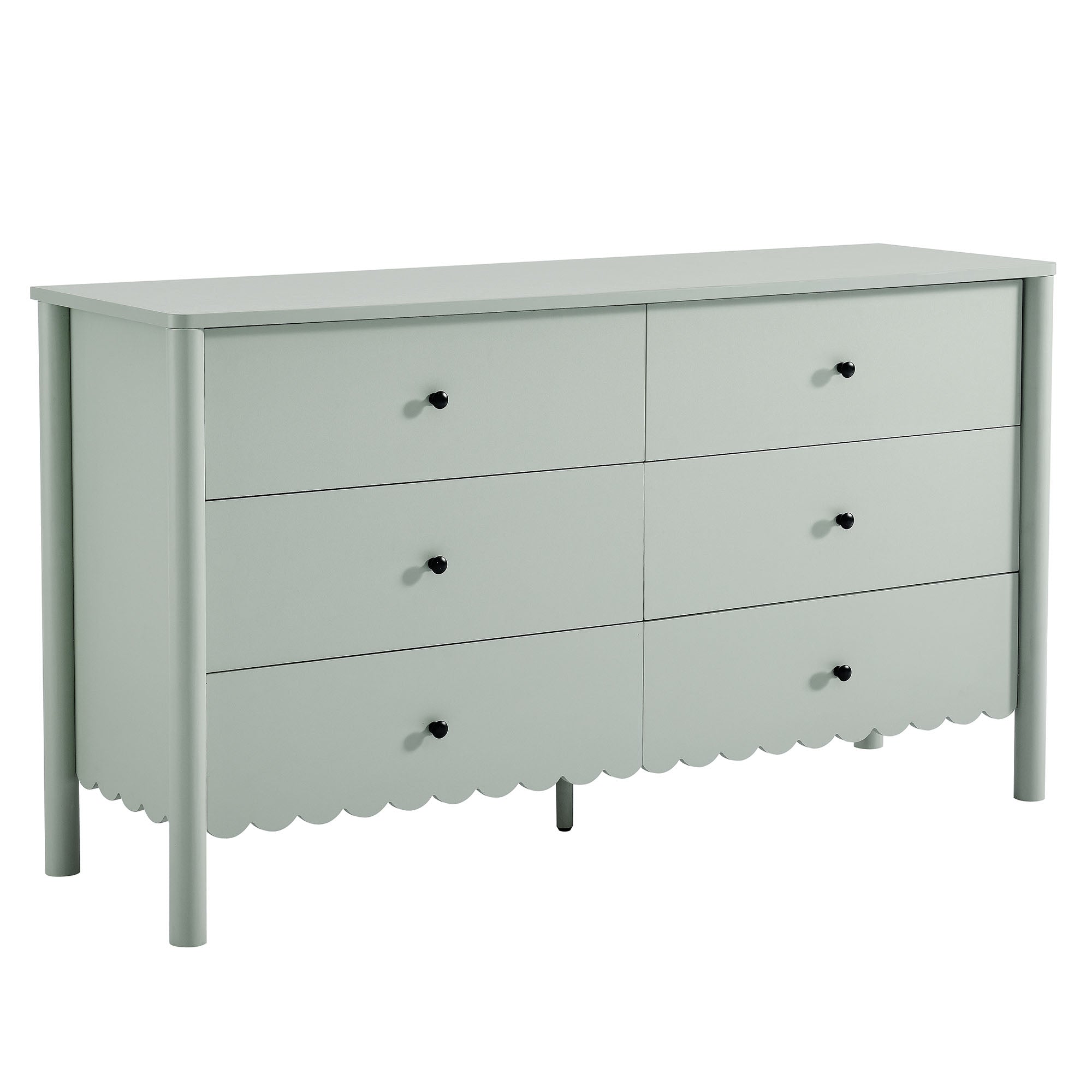 Emmeline Scalloped 6-Drawer Dresser, Sage