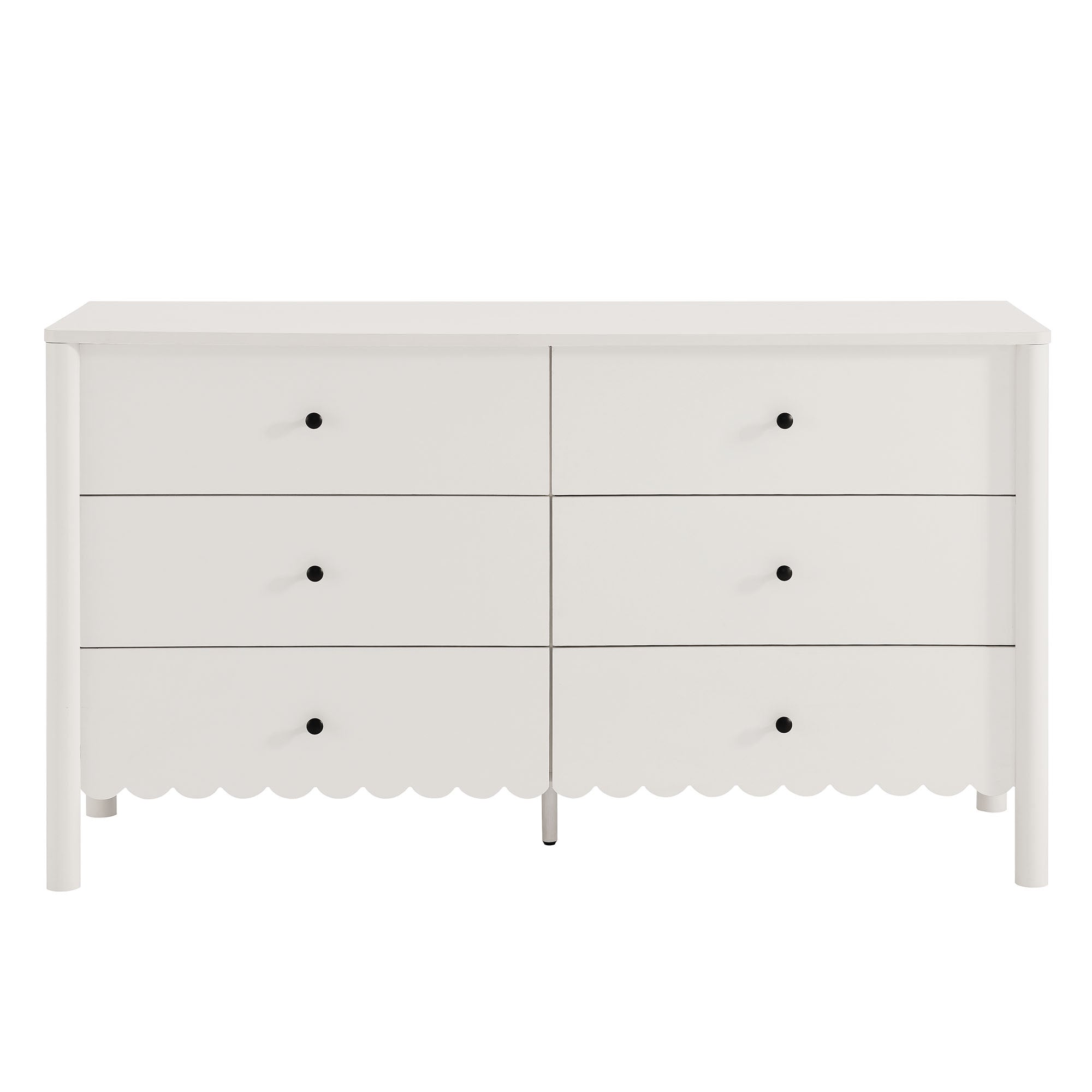 Emmeline Scalloped 6-Drawer Dresser, White