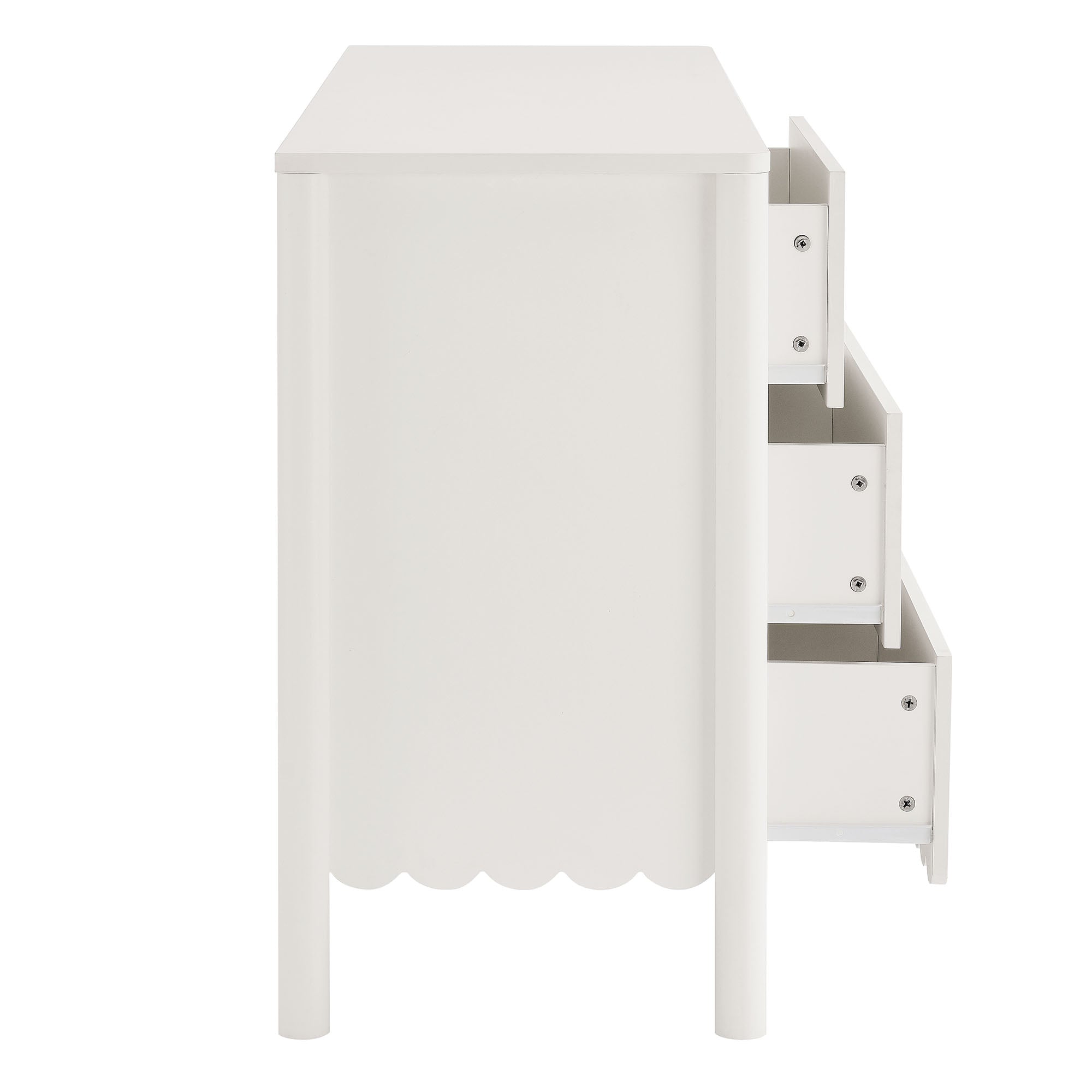 Emmeline Scalloped 6-Drawer Dresser, White