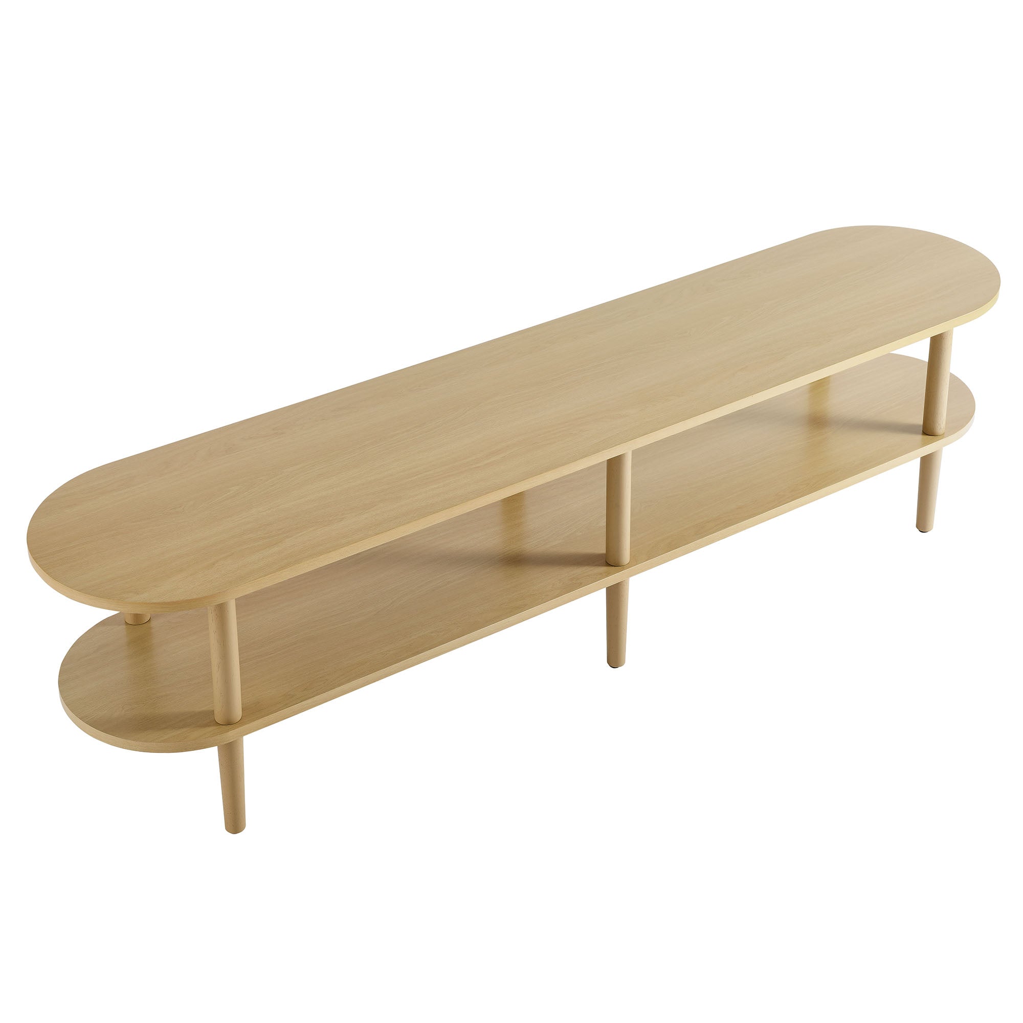 Torus Oval Wood TV Stand, Light Oak