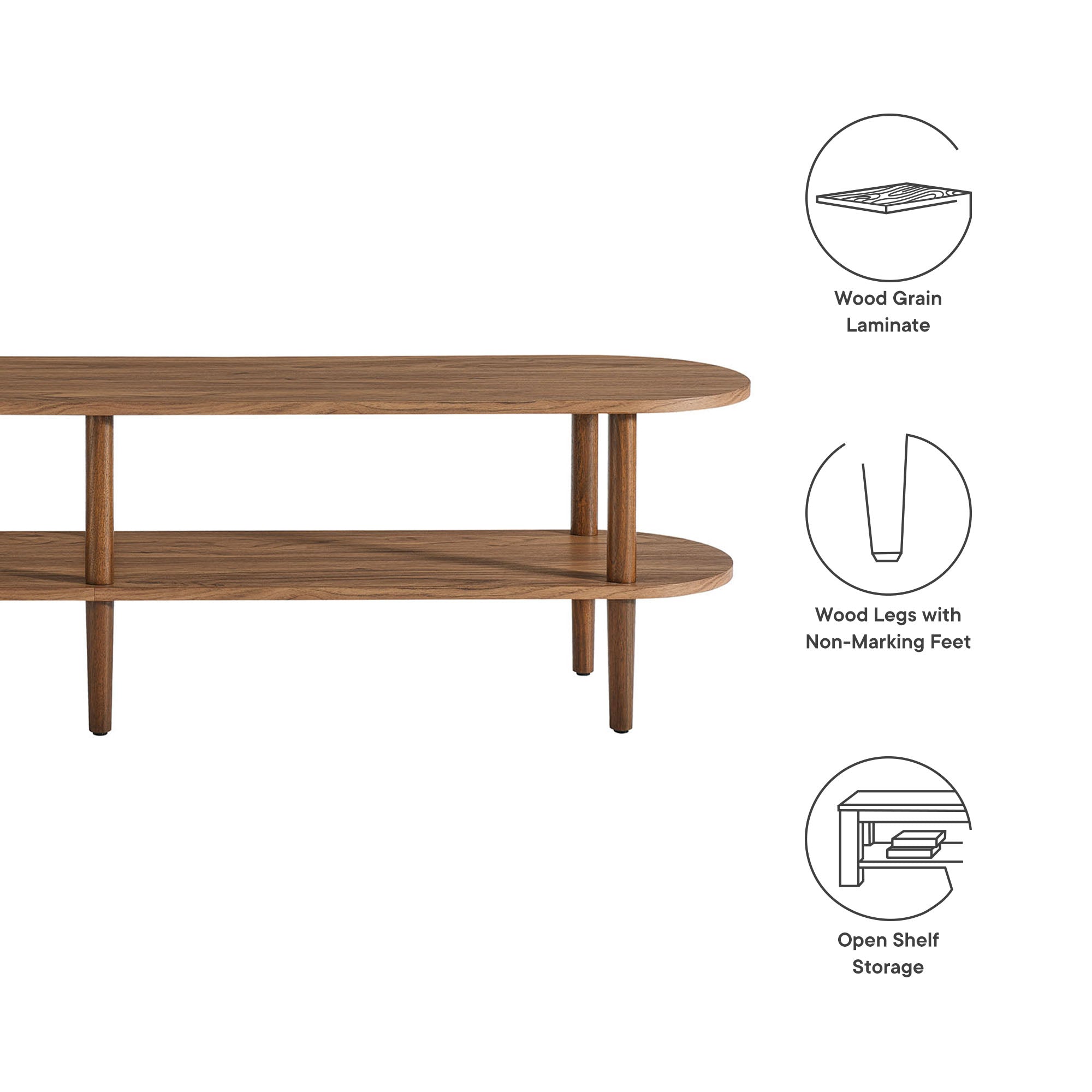 Torus Oval Wood TV Stand, Walnut