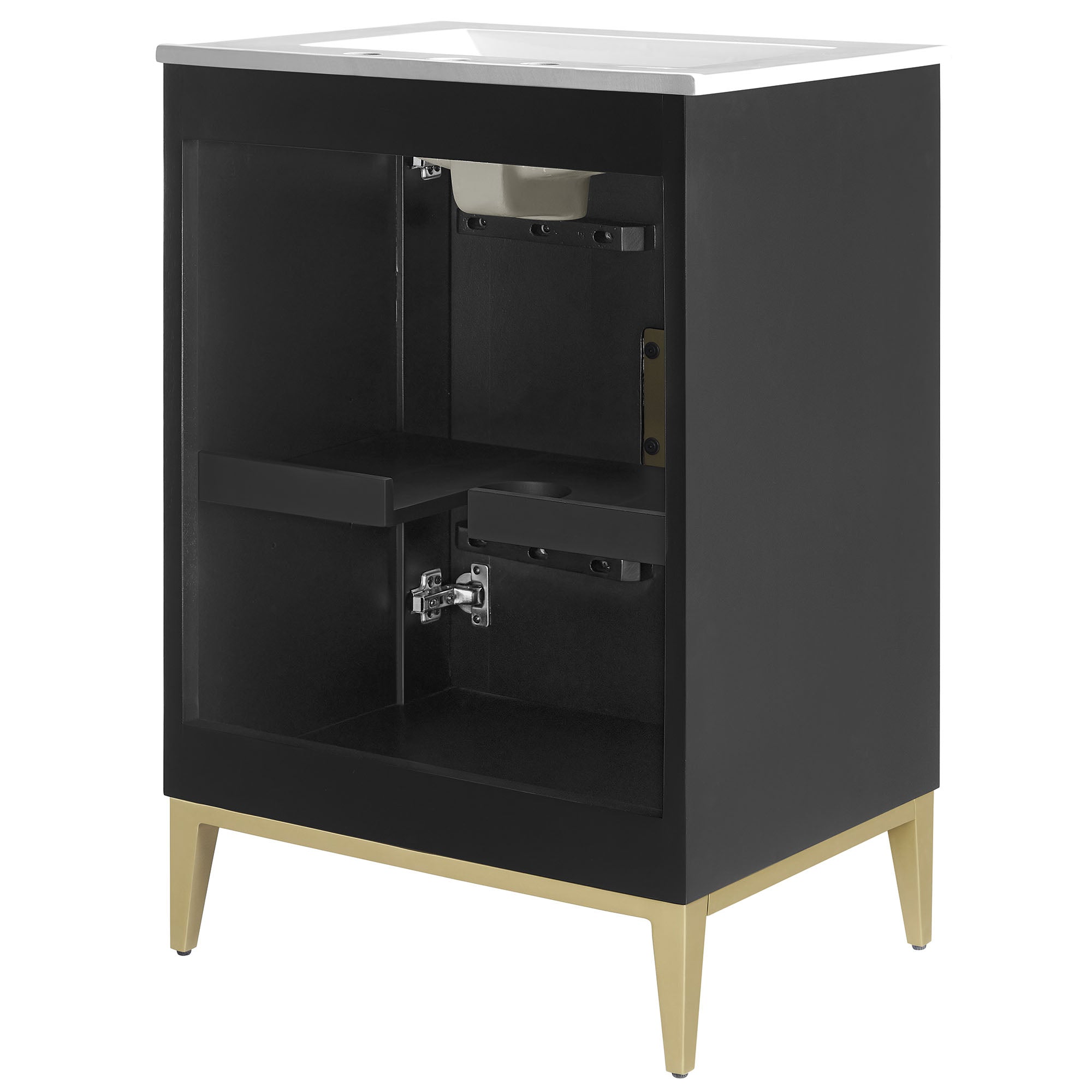 Beau 24" Wood Bathroom Vanity with Basin, White Black