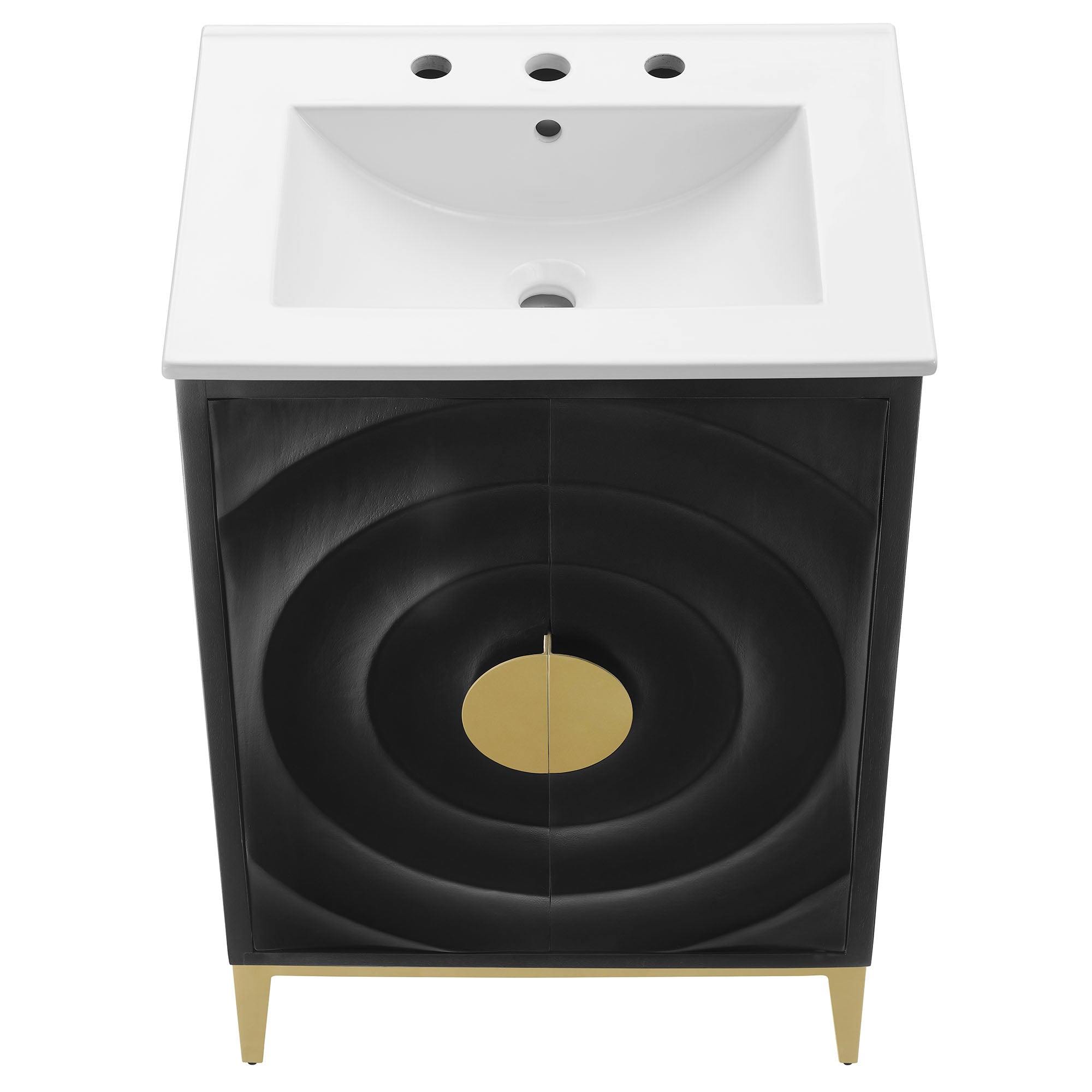 Beau 24" Wood Bathroom Vanity with Basin, White Black