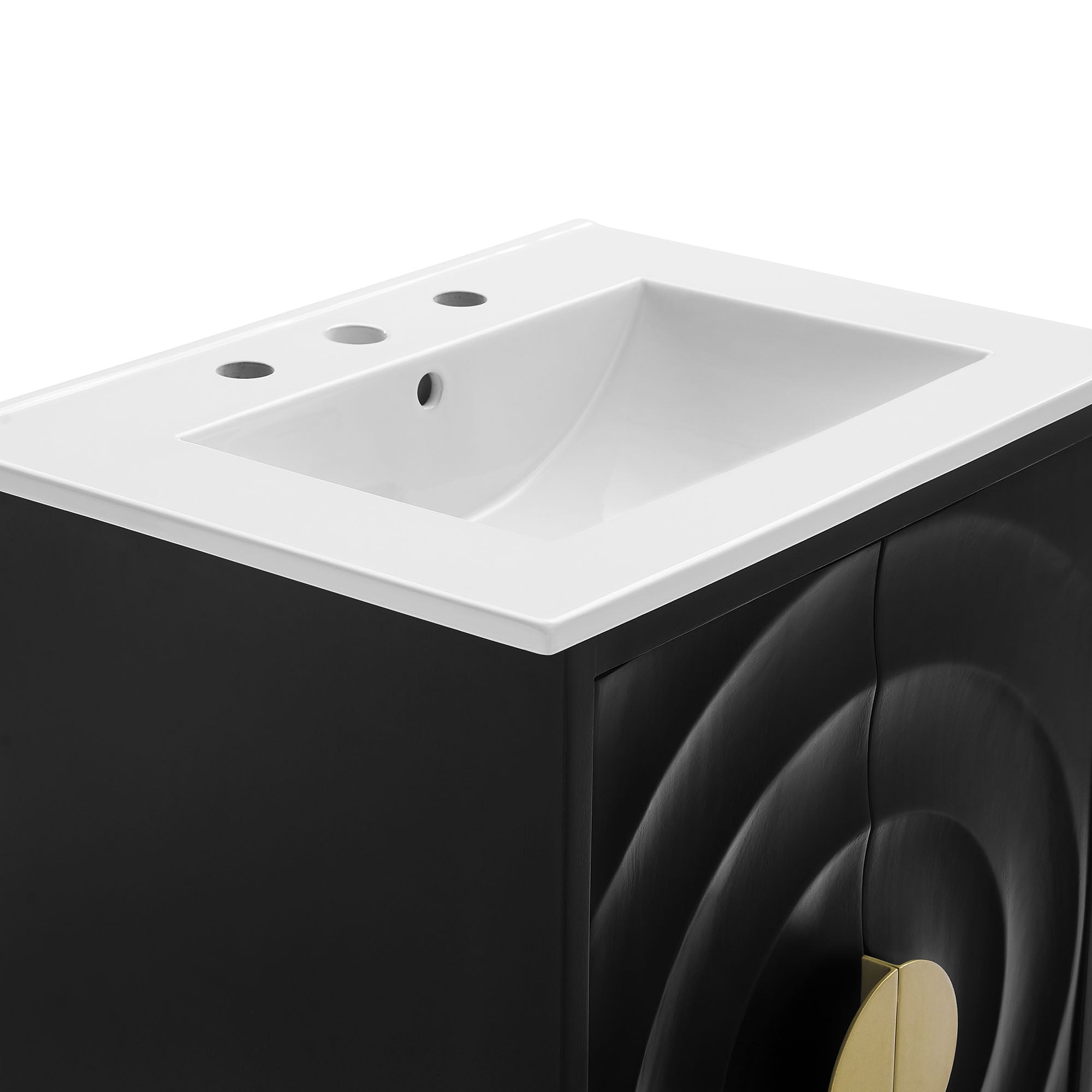 Beau 24" Wood Bathroom Vanity with Basin, White Black