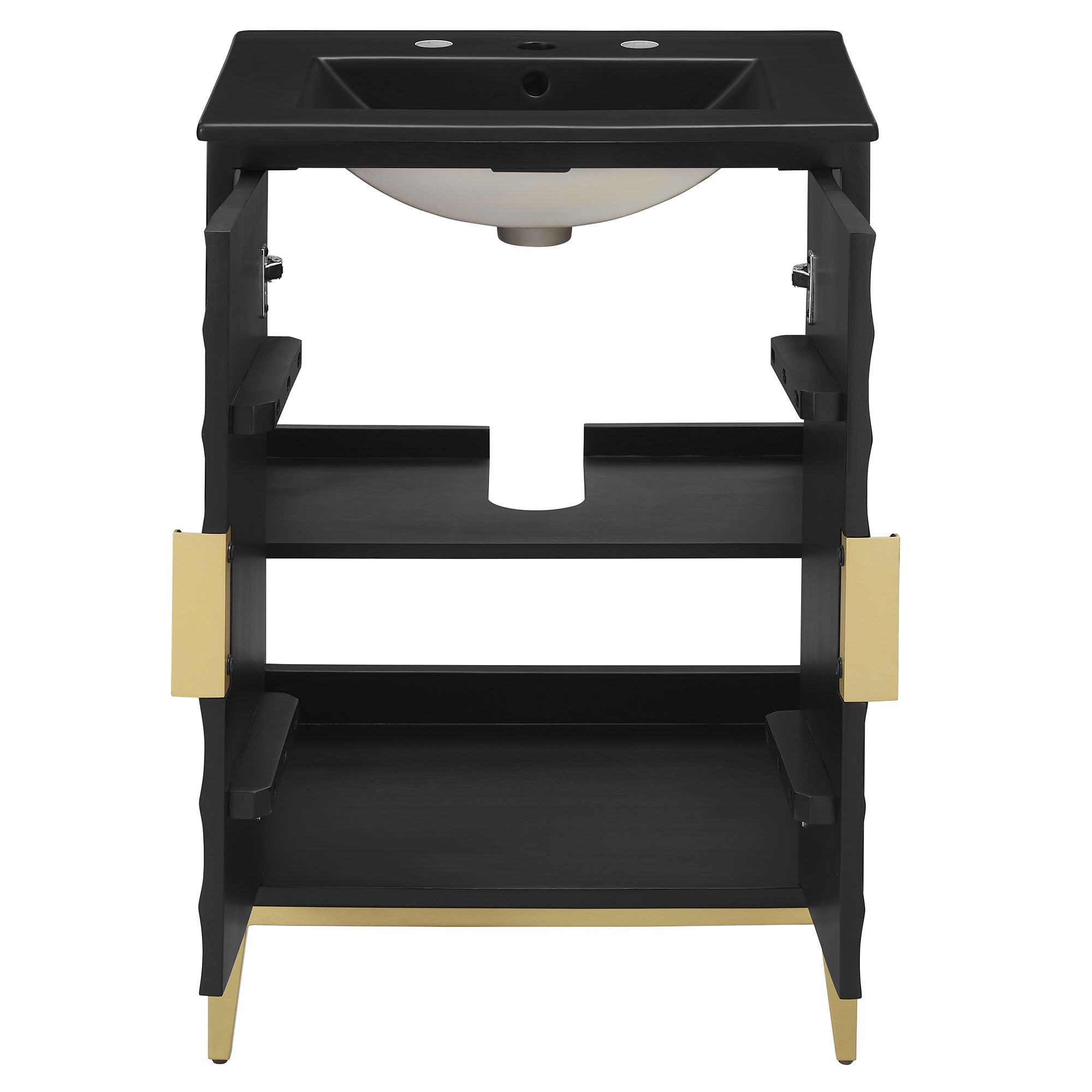 Beau 24" Wood Bathroom Vanity with Basin, Black Black