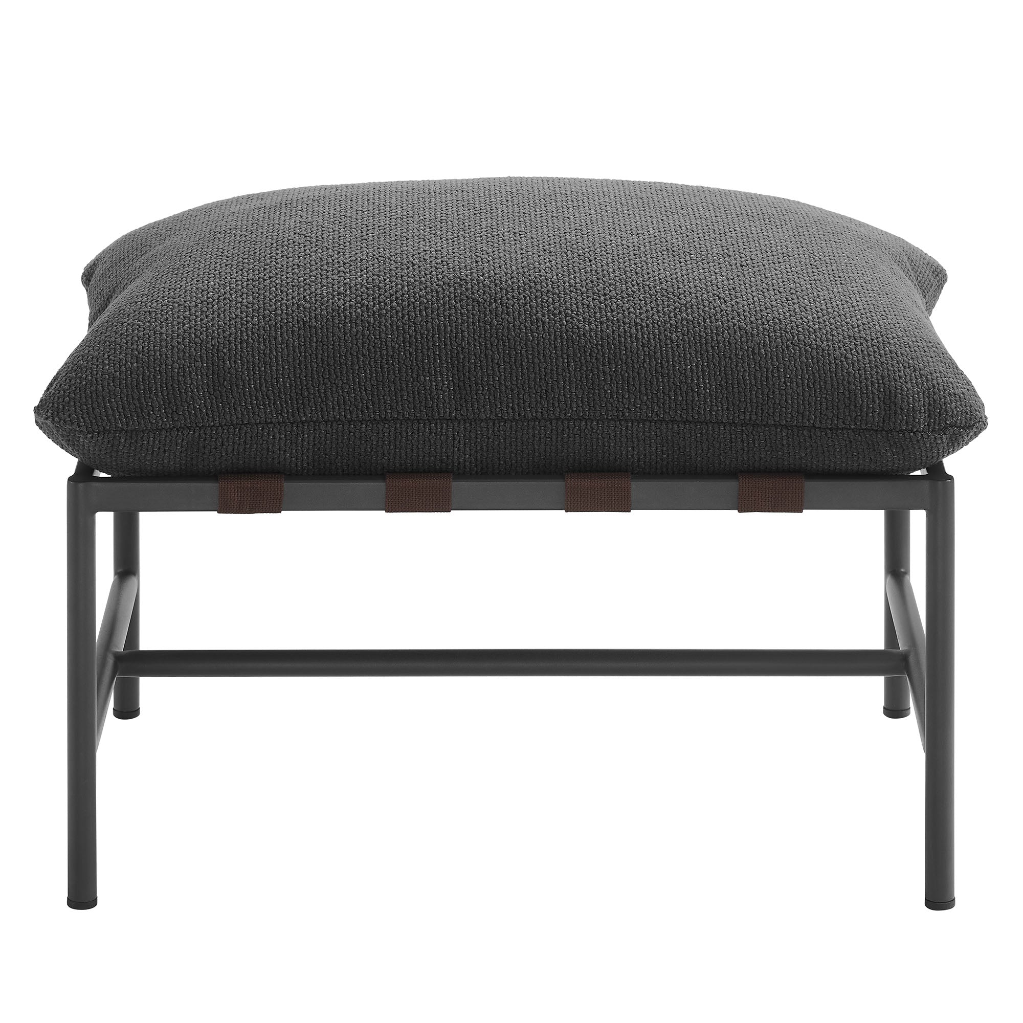 Raya Outdoor Patio Boucle Ottoman, Charcoal